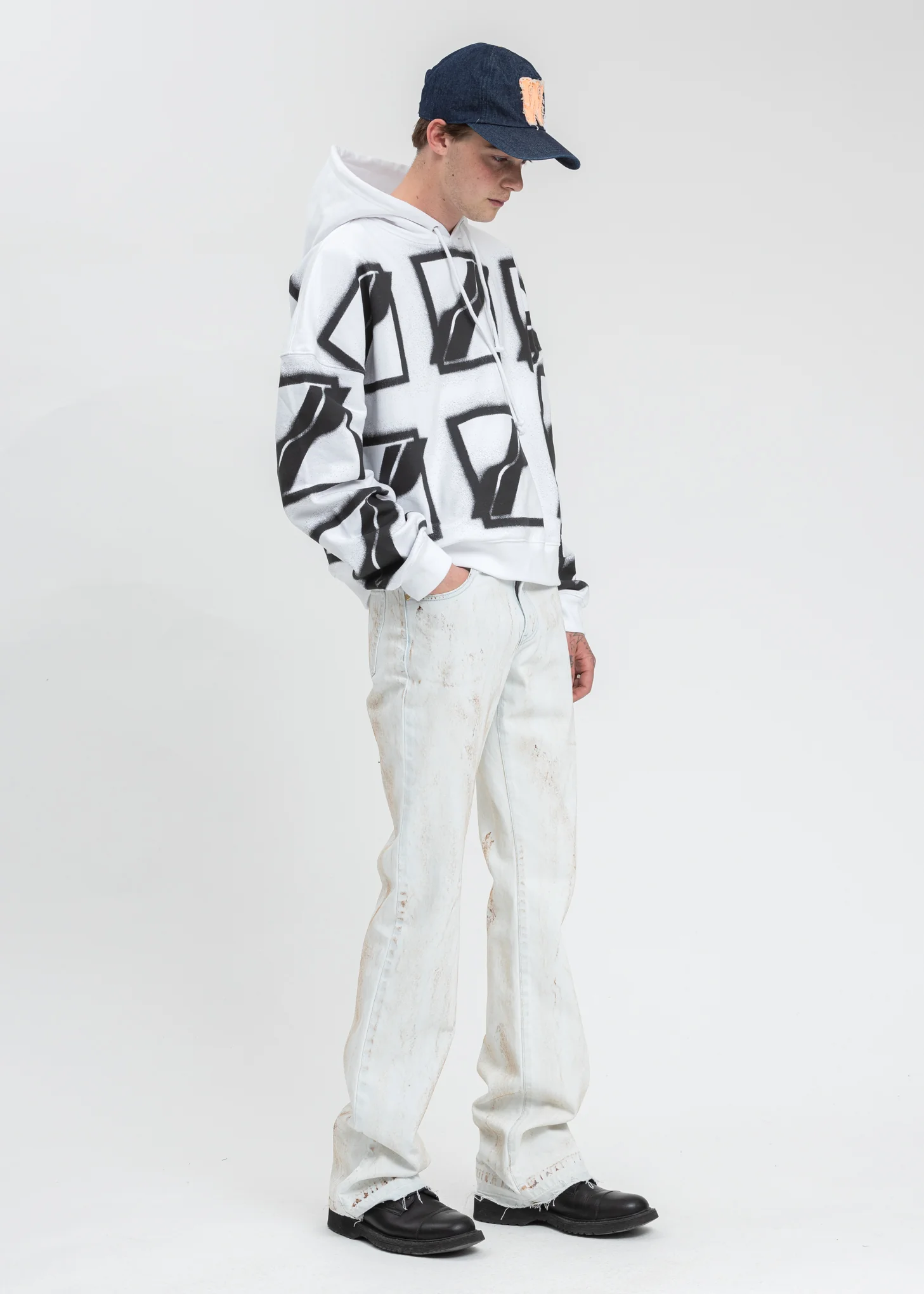White Big Logo All Over Hoodie - Image 6