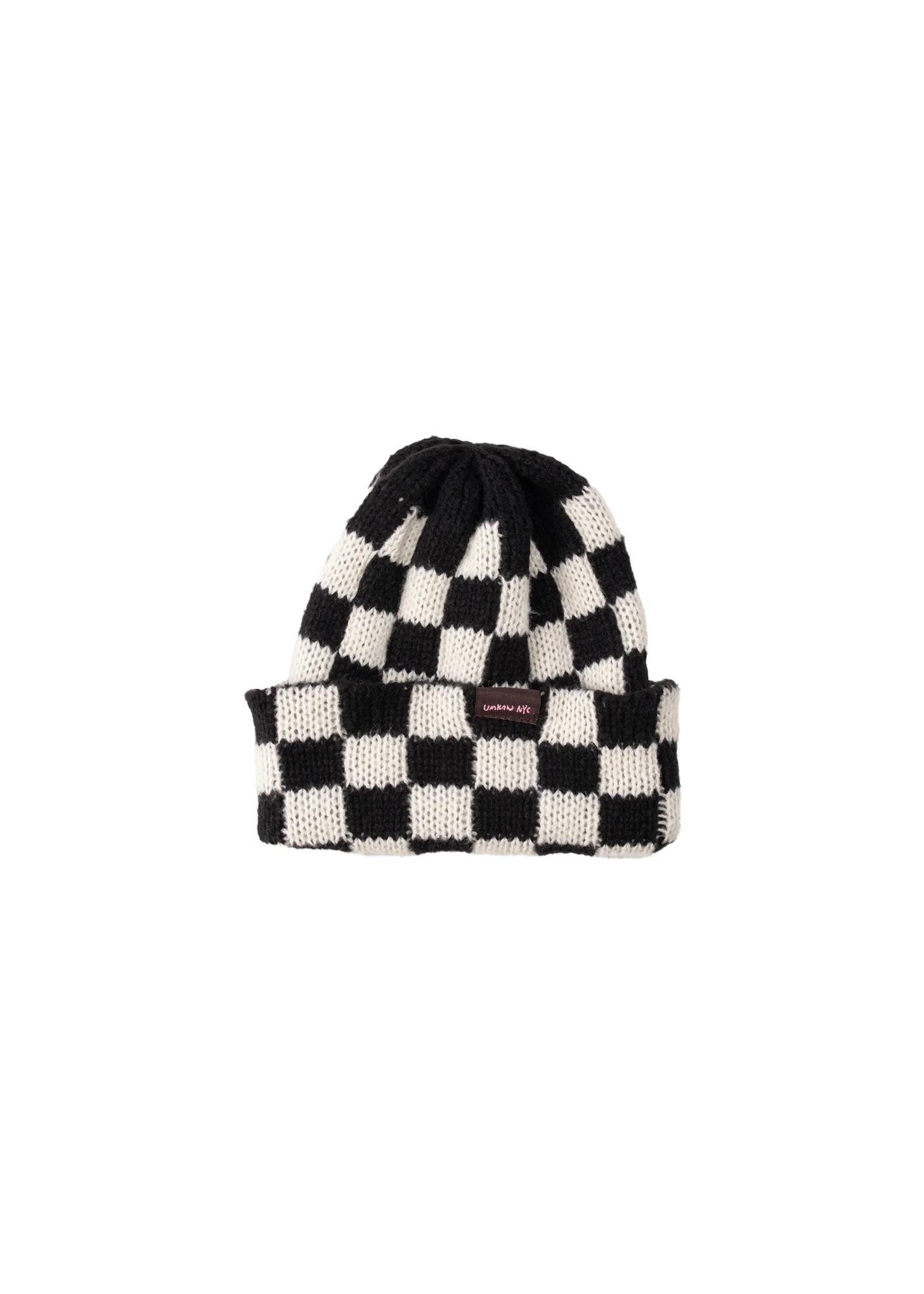 White/Black Checked Beanie