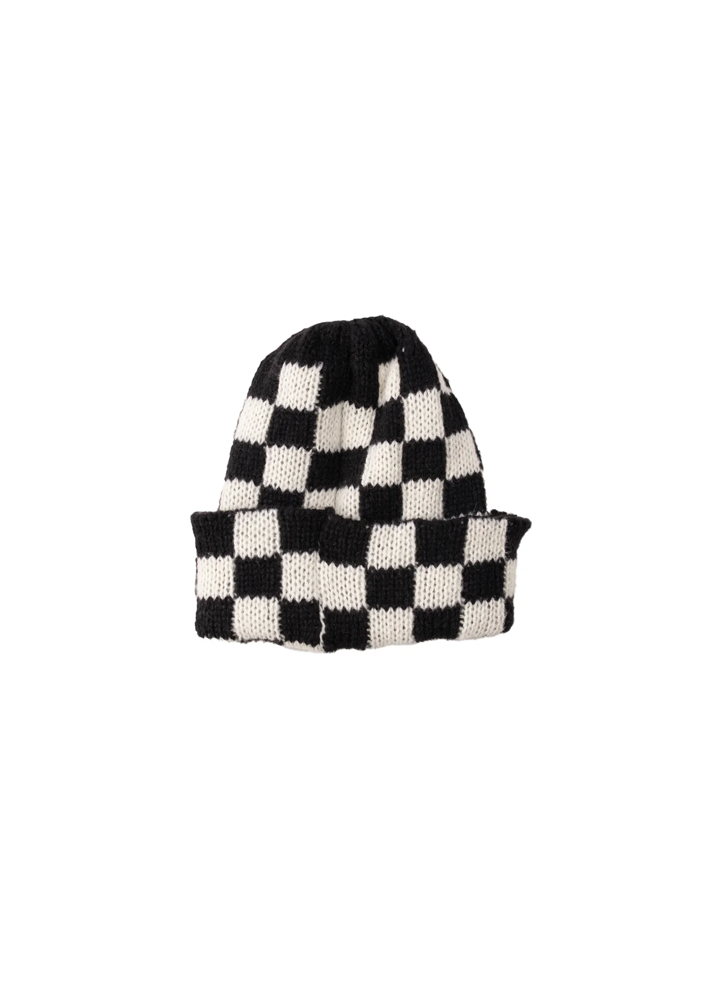 White/Black Checked Beanie - Image 3