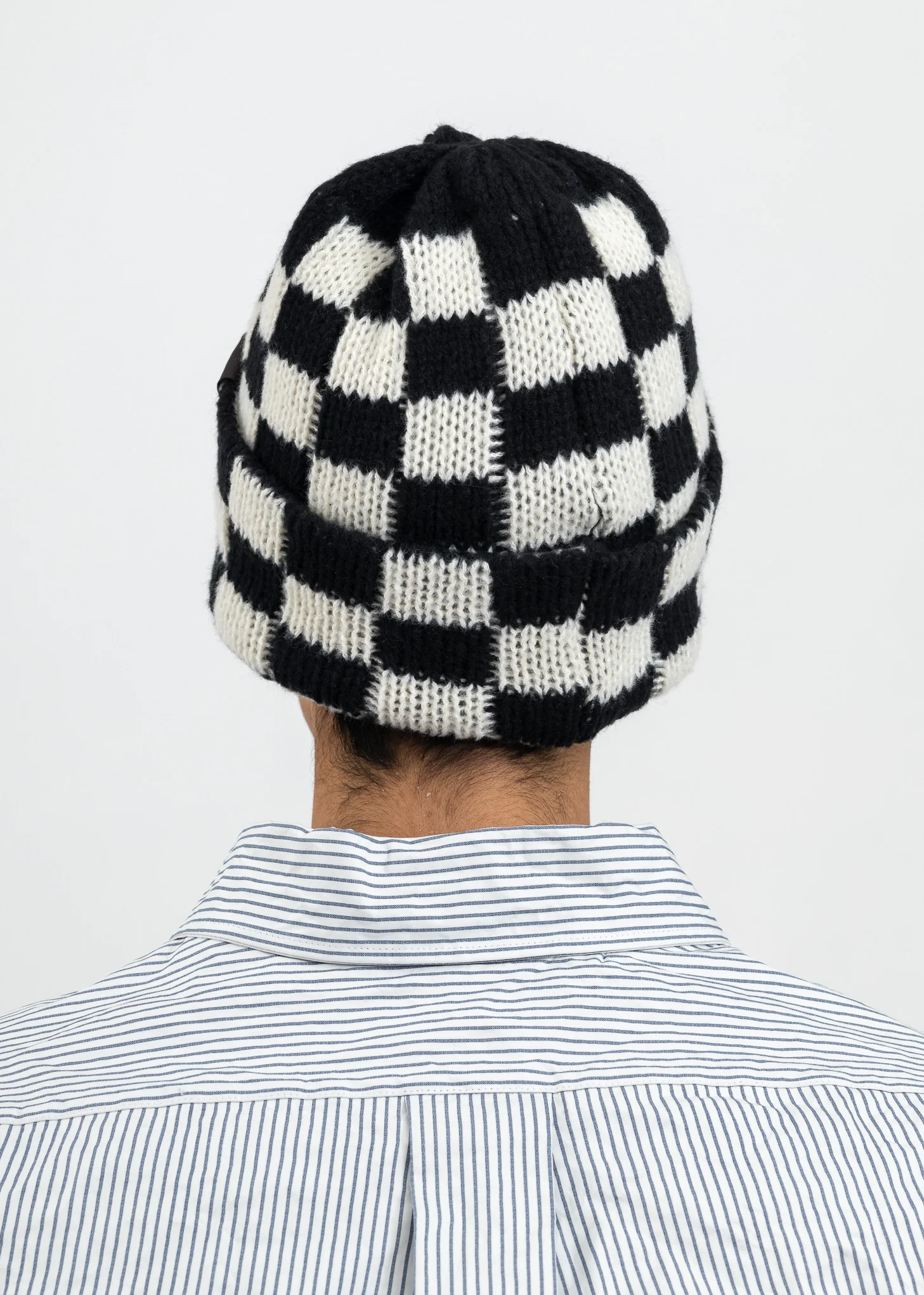 White/Black Checked Beanie - Image 5