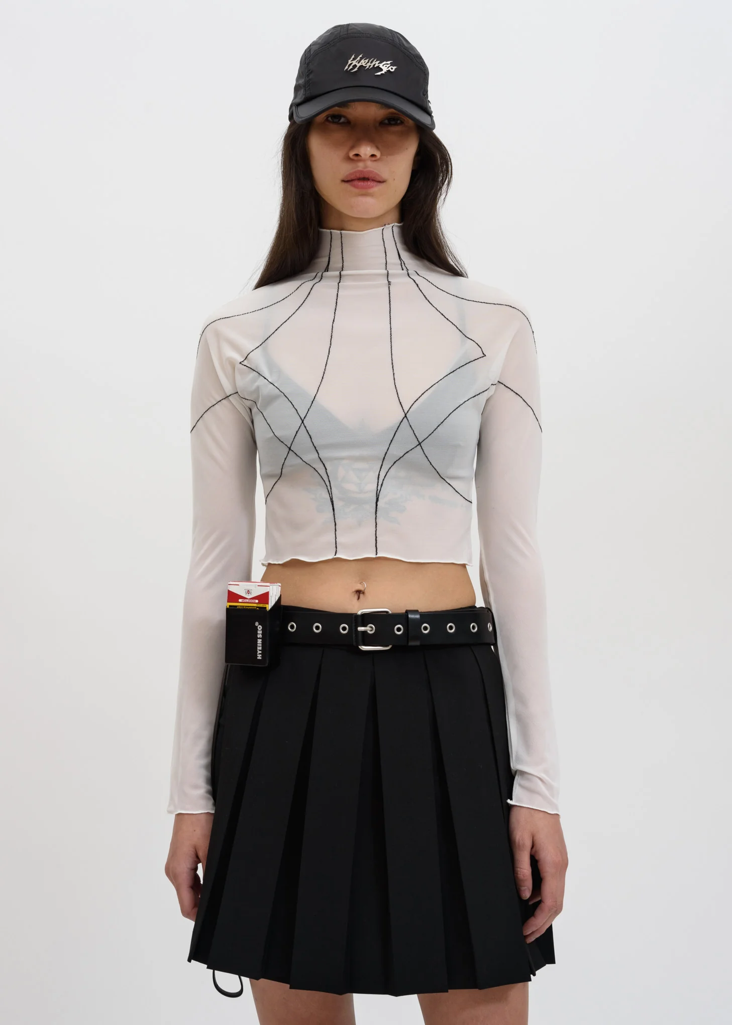 White Black Line Top