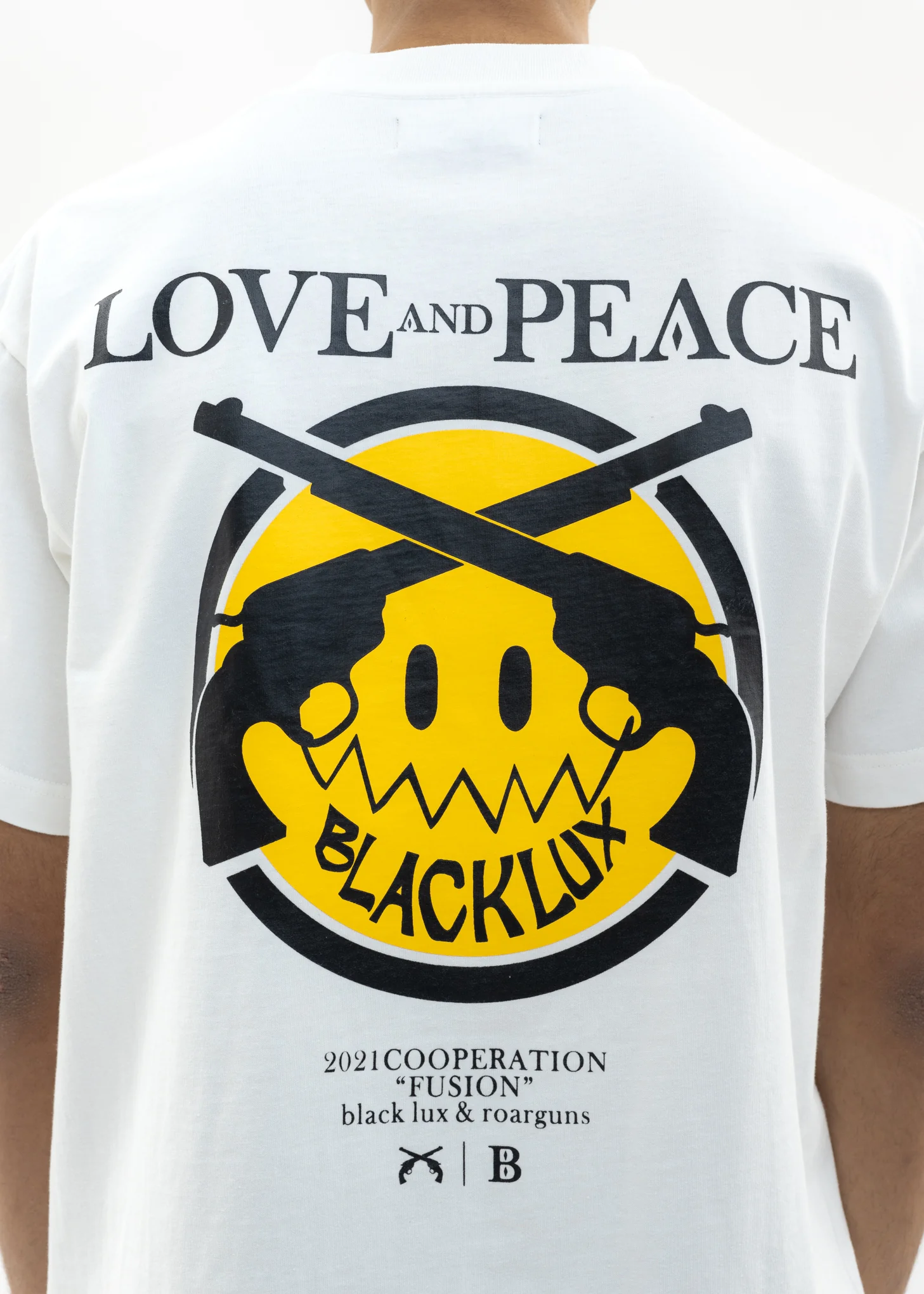 White Black Lux X roarguns LOVE&PEACE T-Shirt - Image 4