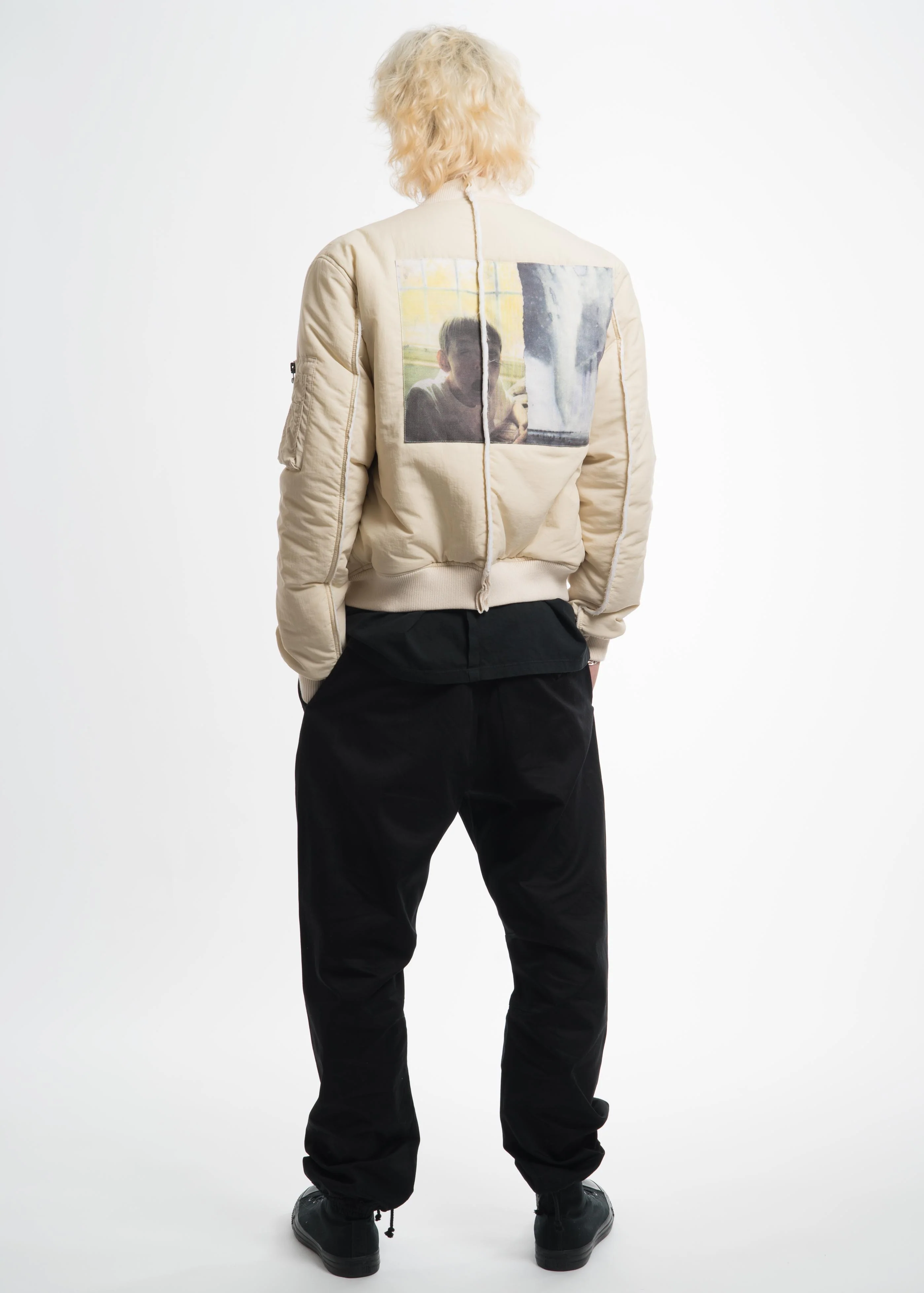 Cream Bomber with Cuts and Patches - Image 2