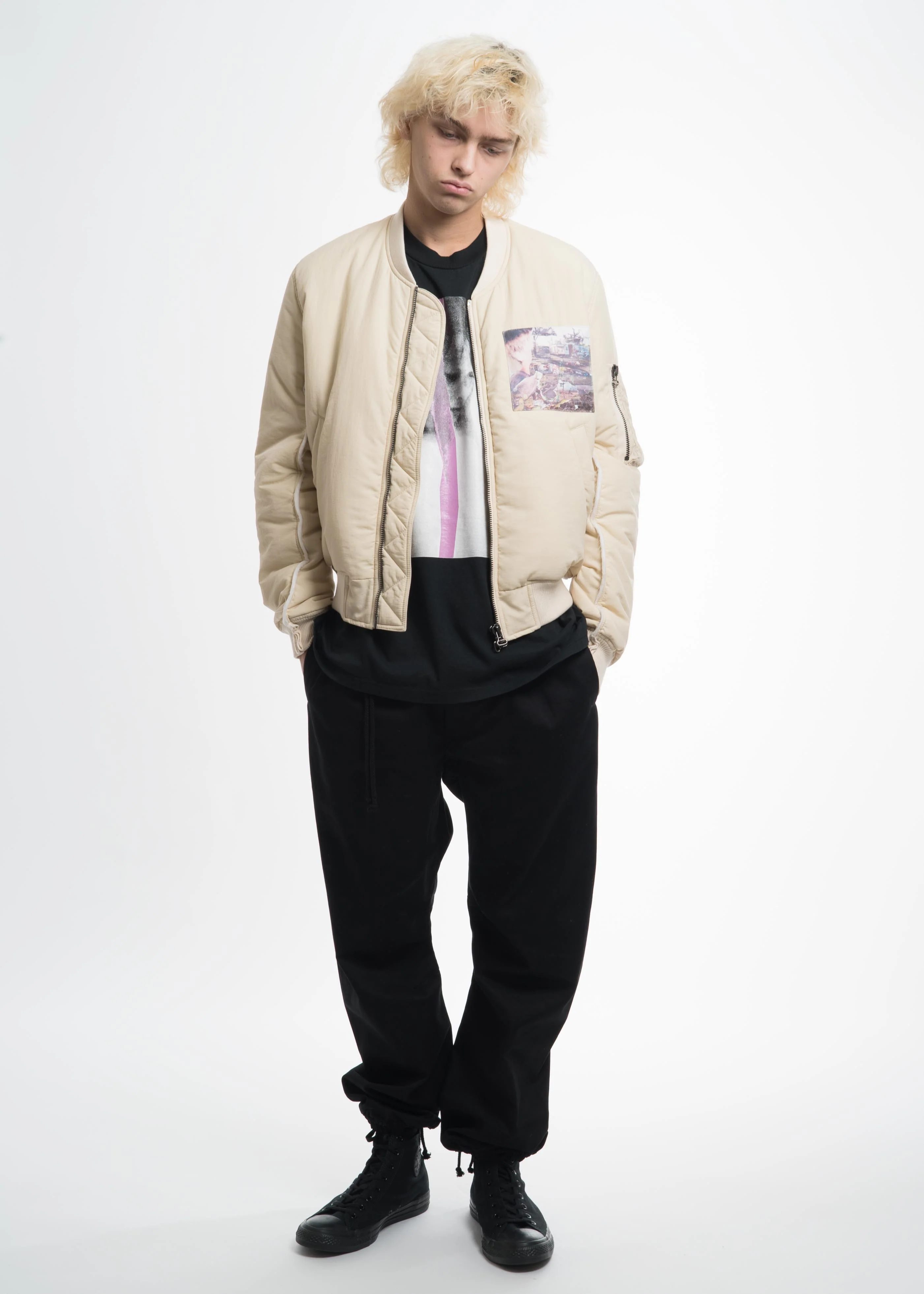 Cream Bomber with Cuts and Patches - Image 6