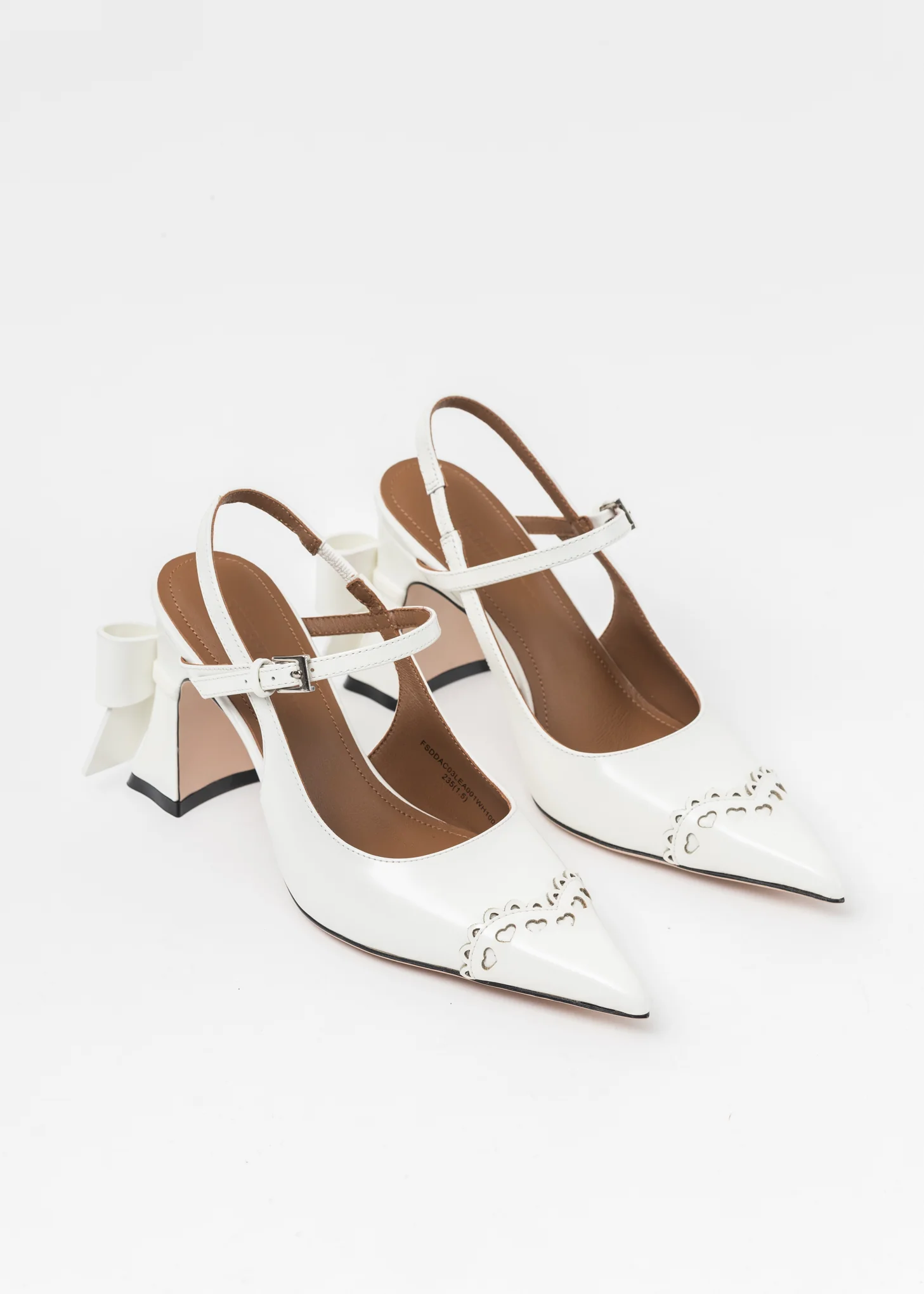 White Bow Toe Pointed Heels