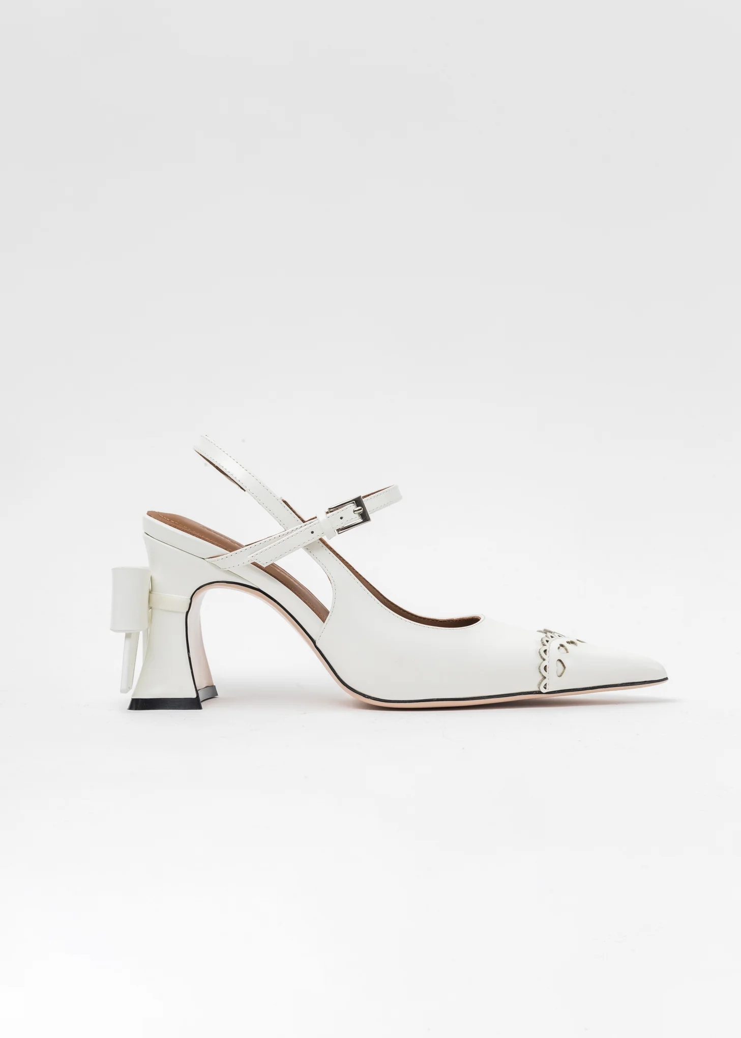 White Bow Toe Pointed Heels - Image 4