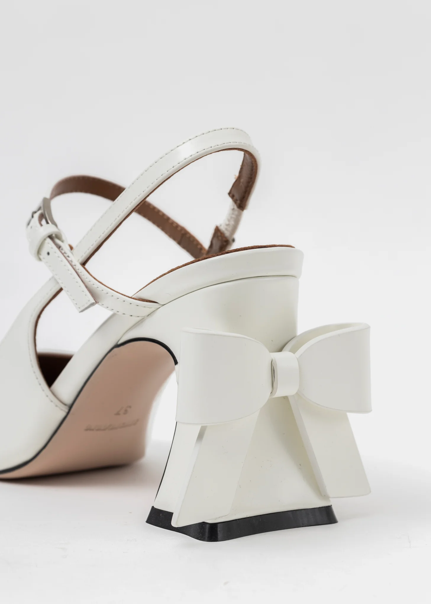 White Bow Toe Pointed Heels - Image 6