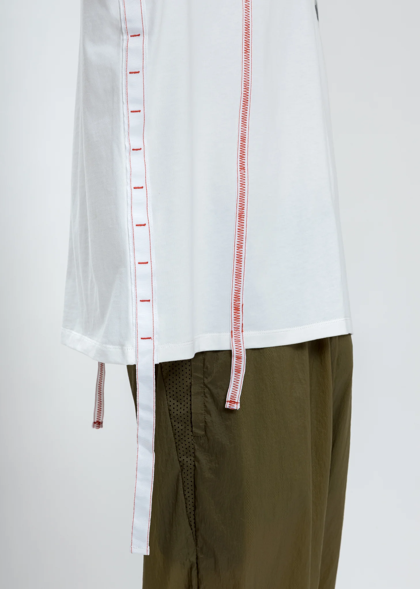 White Boxy Fit T-Shirt With Tape - Image 5