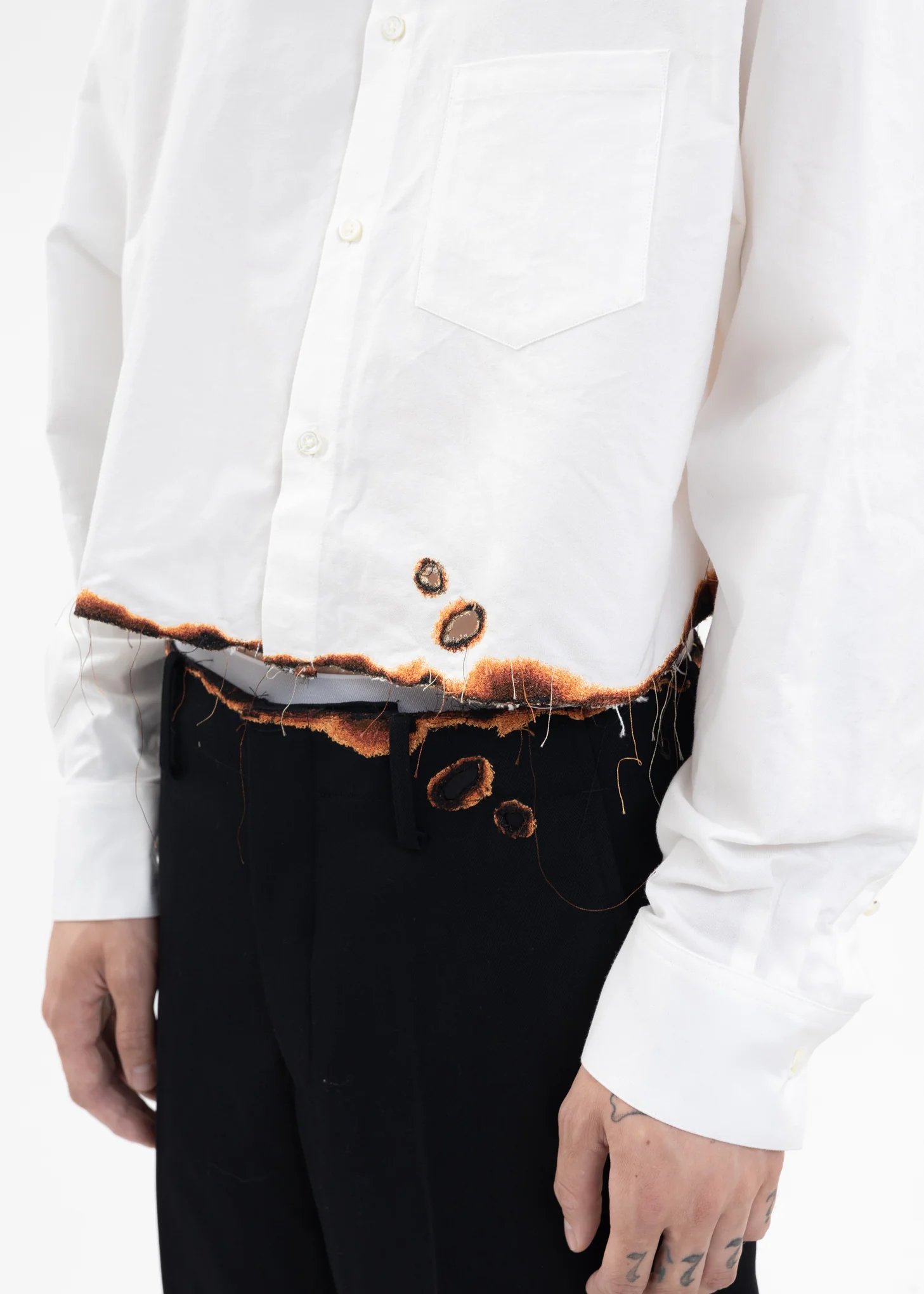 White BURNING EMBROIDERY SHIRT - Image 4