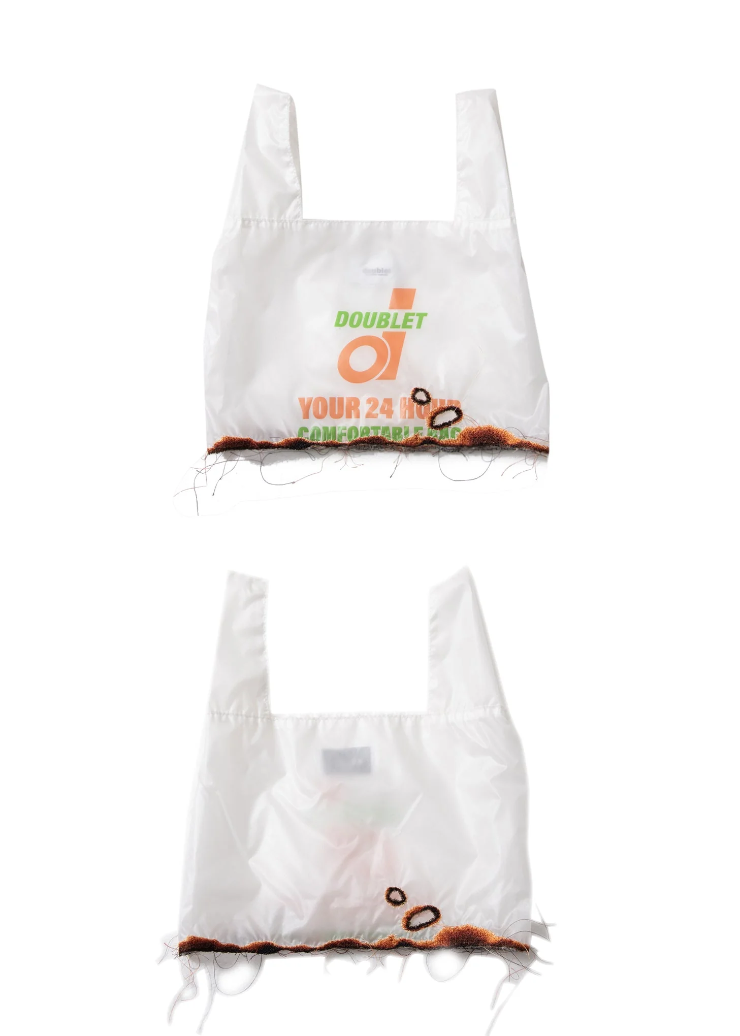 White BURNING EMBROIDERY SUPERMARKET BAG
