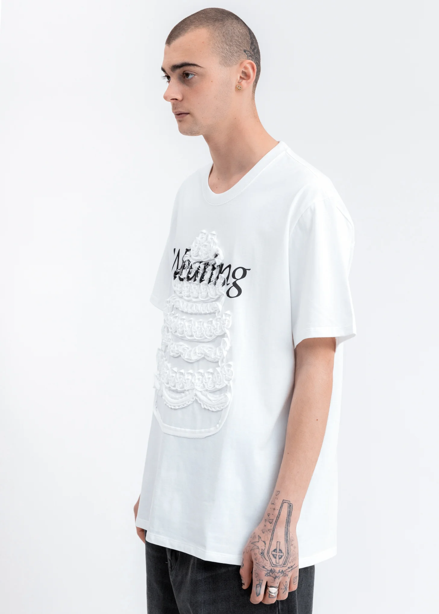 White Cake Embroidery T-Shirt - Image 3