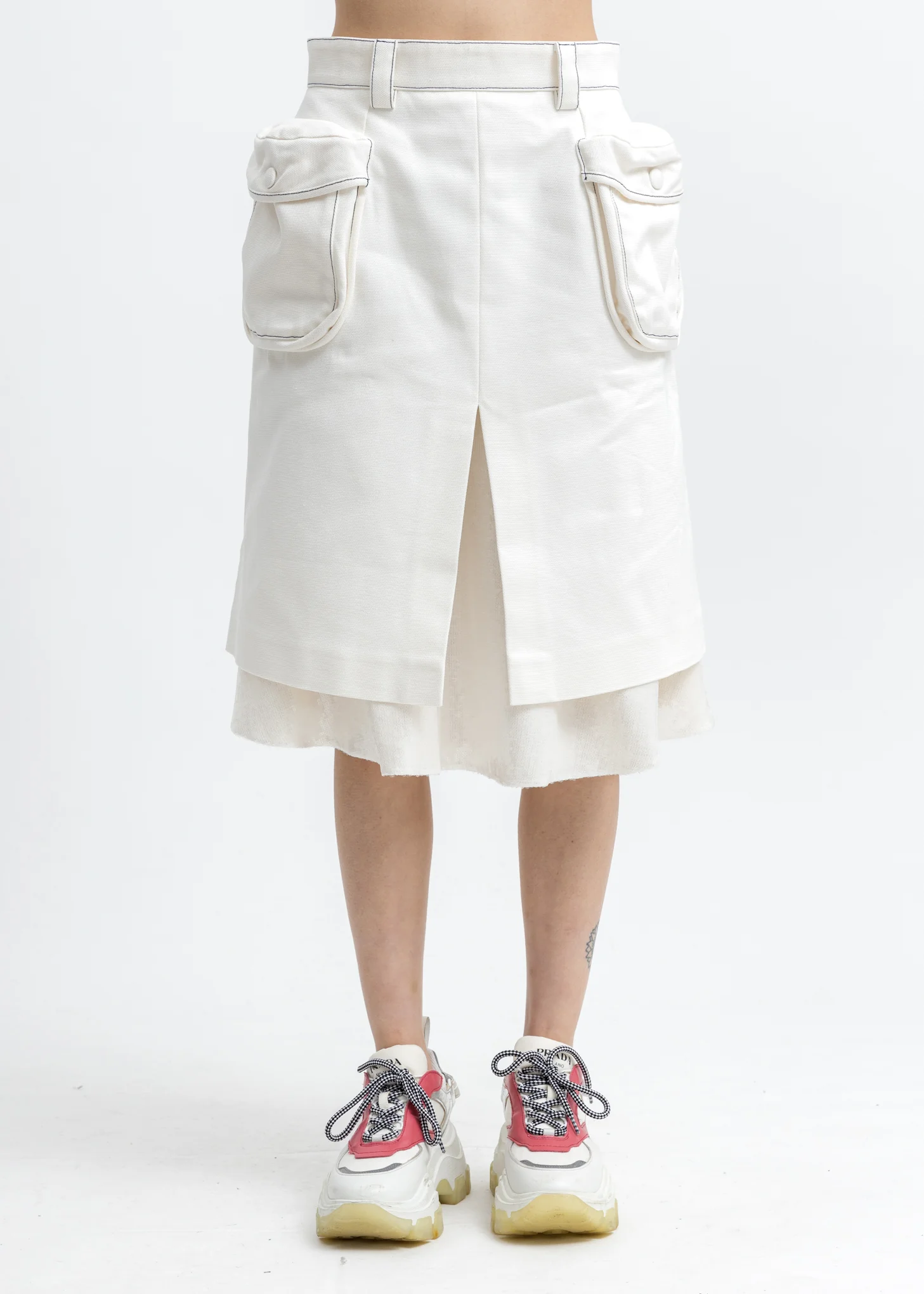 White Cargo Skirt