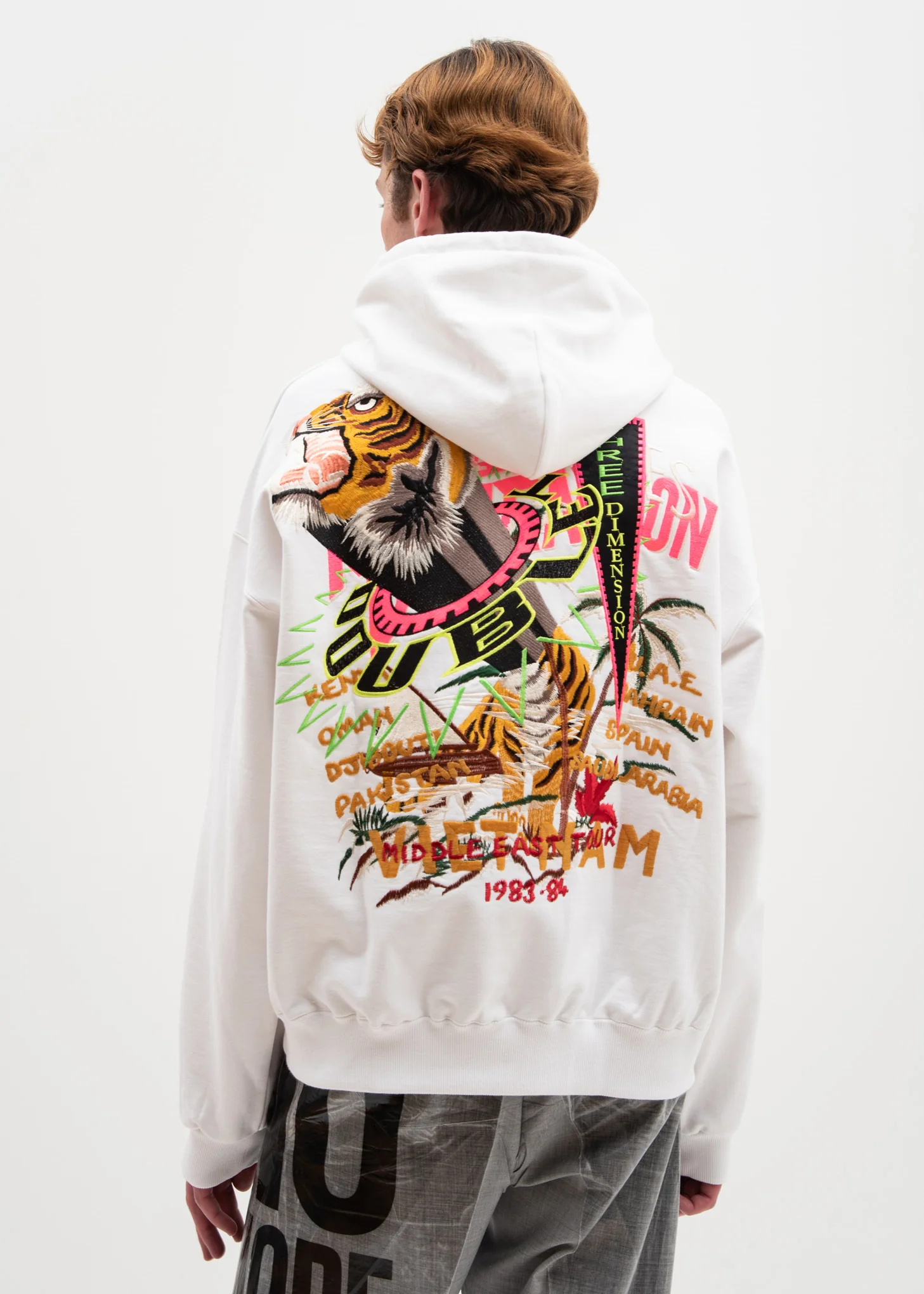 White Chaos Embroidery Hoodie