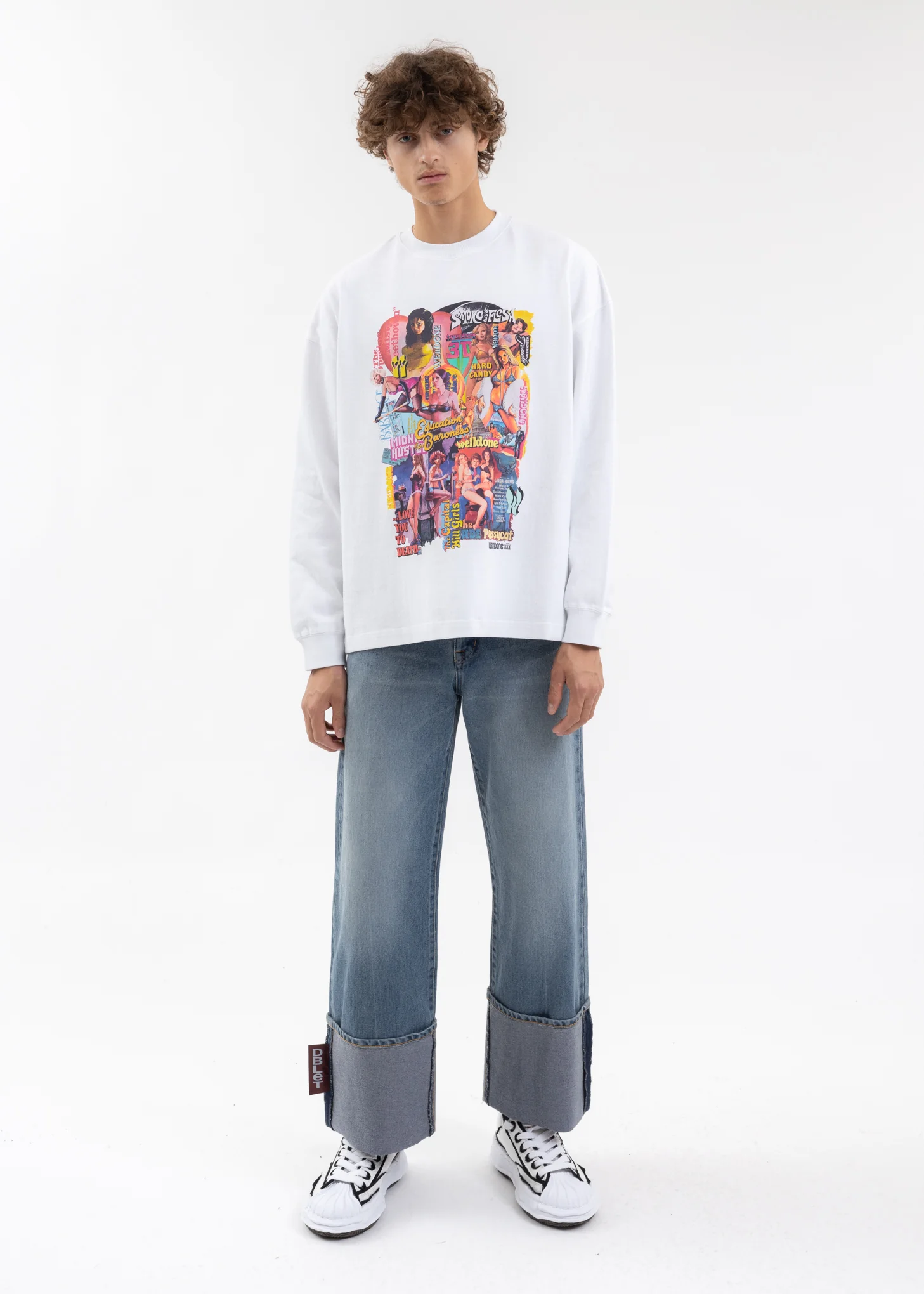 WHITE COLOR MOVIE COLLAGE LONG-SLEEVED T-SHIRT - Image 5