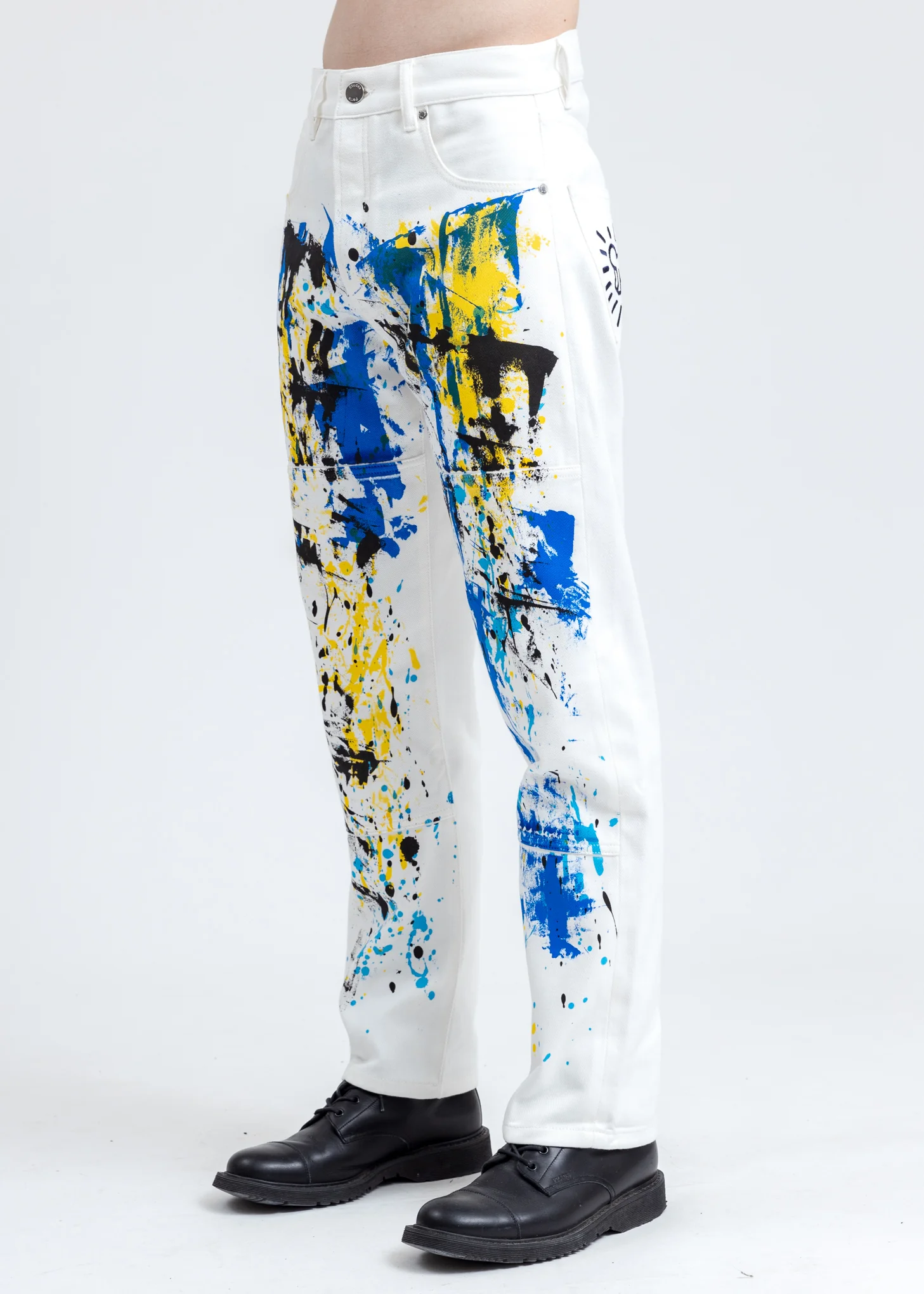 White Keith Haring Denim Pants - Image 3