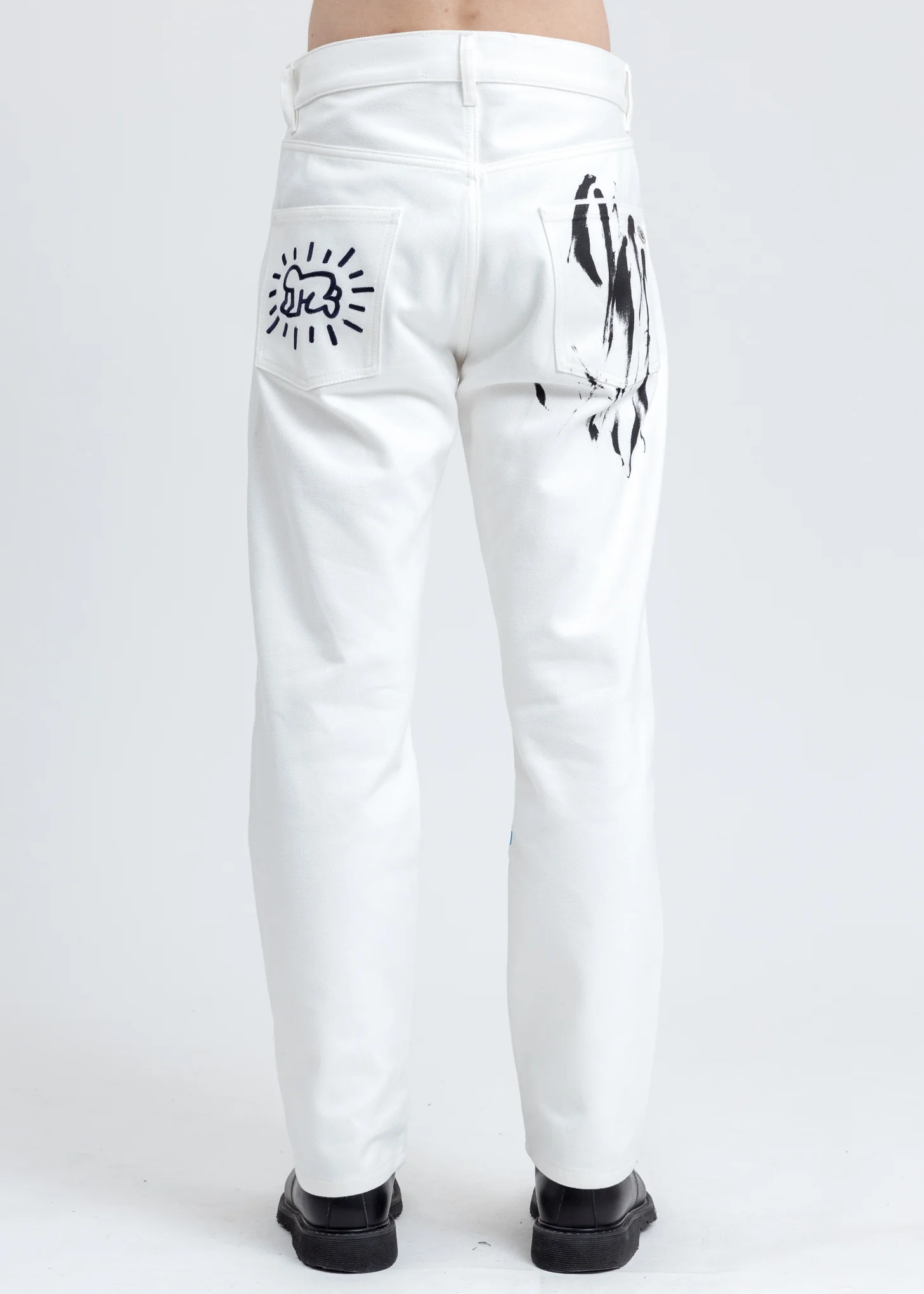White Keith Haring Denim Pants - Image 4