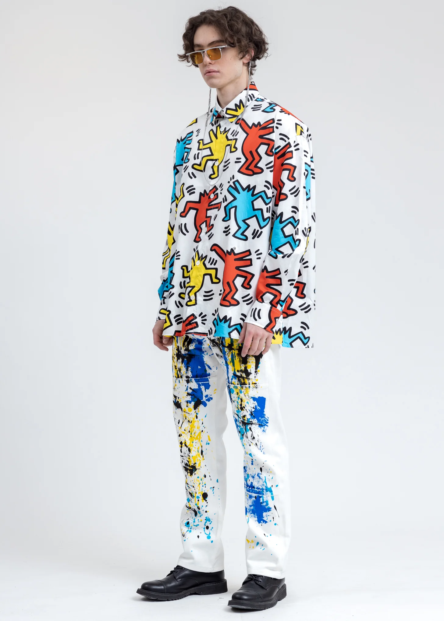 White Keith Haring Denim Pants - Image 6