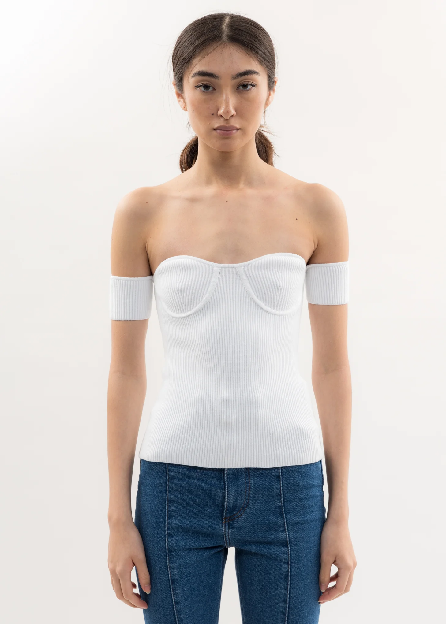 White Contour Pinched Top