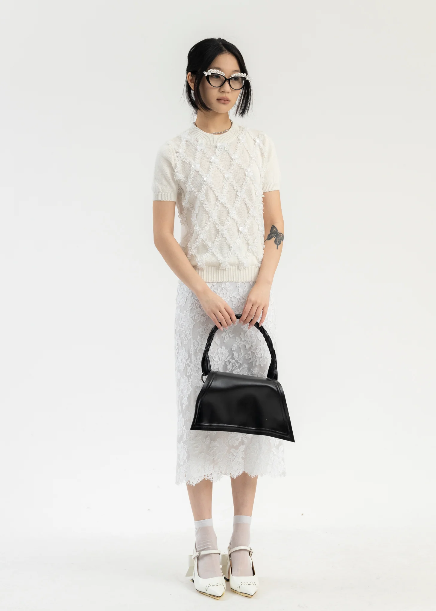 White Crew Neck Knit Top - Image 5