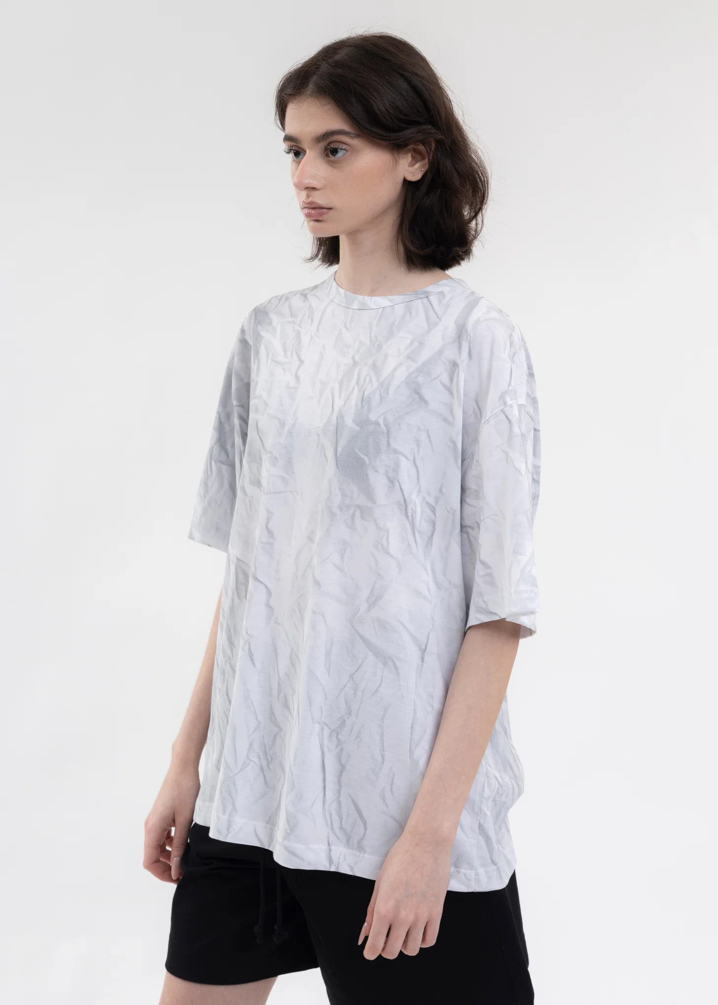 WHITE CRINKLE PRINTED T-SHIRT - Image 3