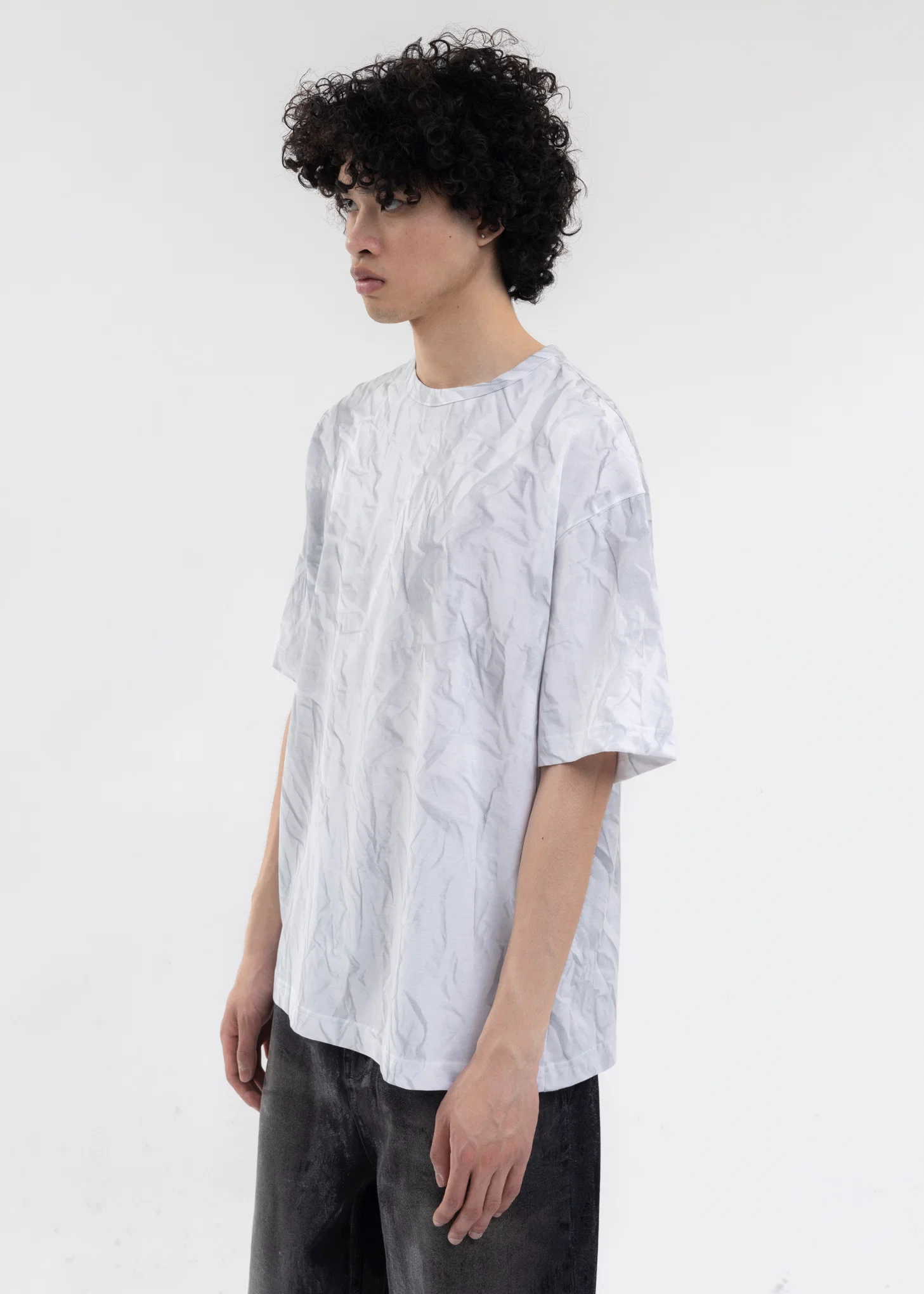 WHITE CRINKLE PRINTED T-SHIRT - Image 3