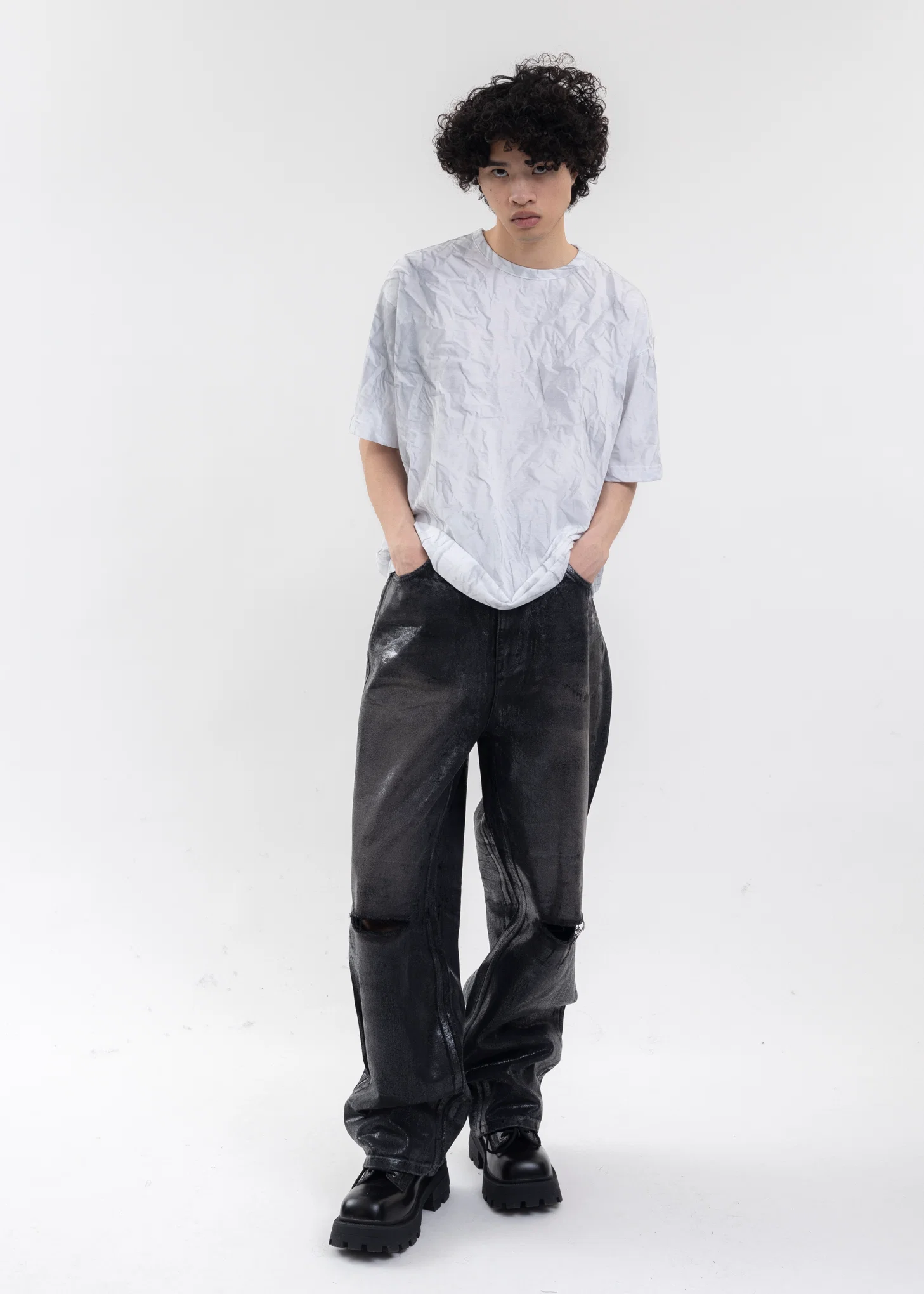 WHITE CRINKLE PRINTED T-SHIRT - Image 6