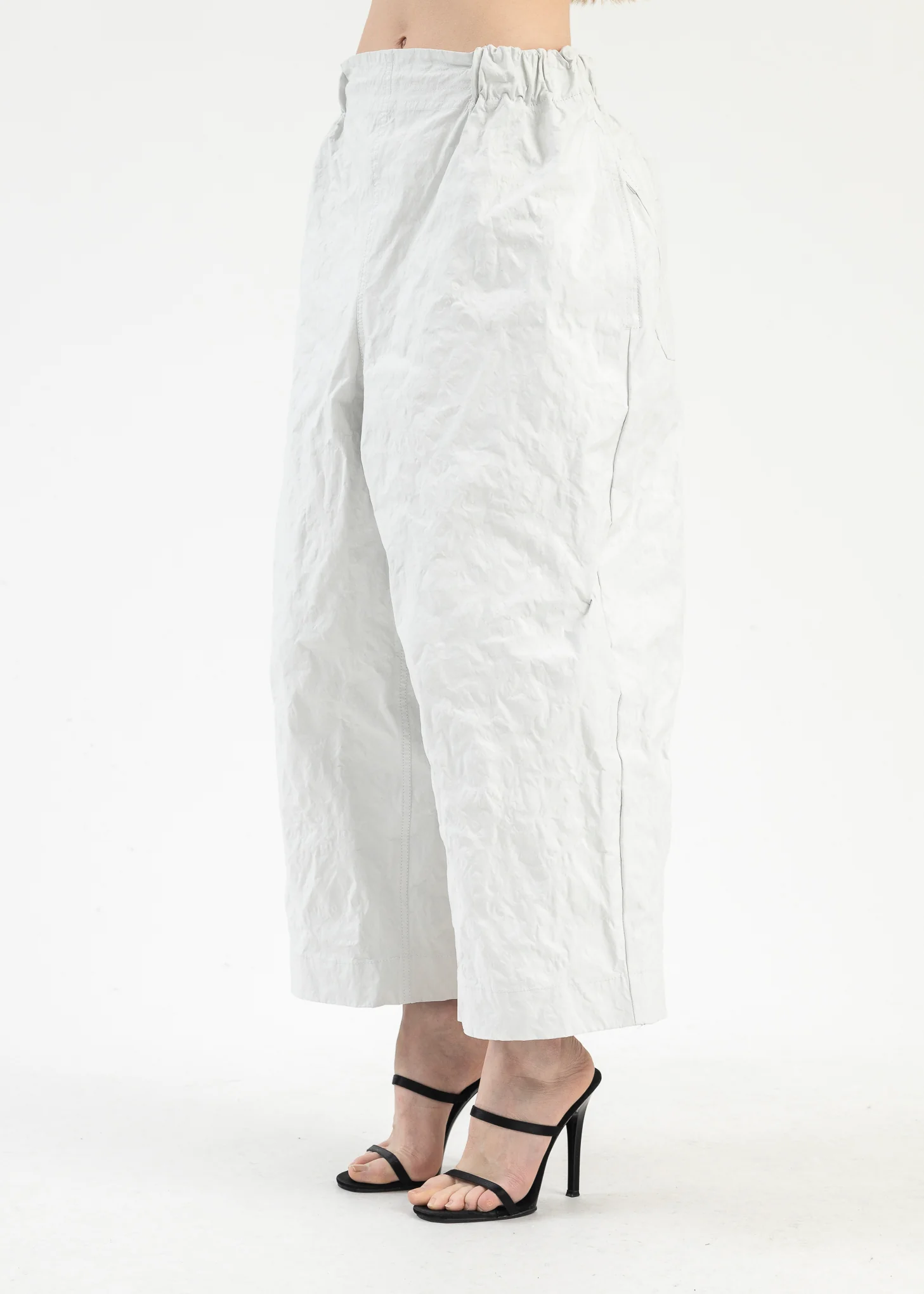 White Crinkled Trousers - Image 2