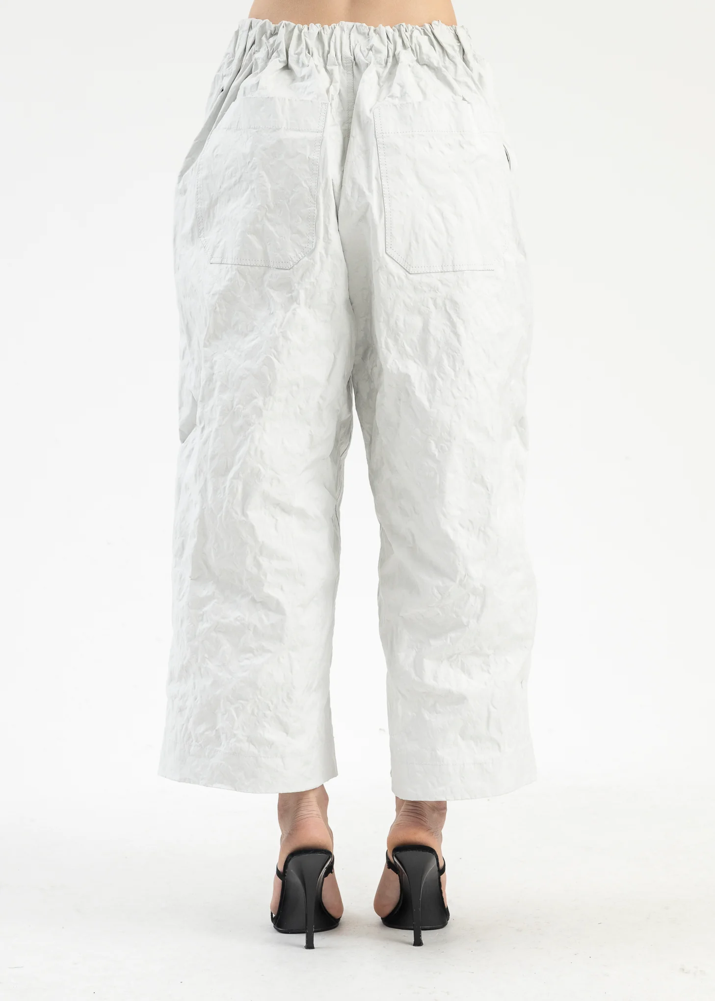 White Crinkled Trousers - Image 3