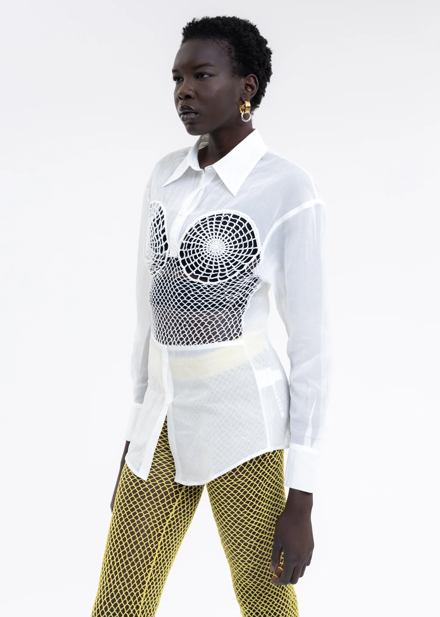 White Crocheted Hollow Shirt - Image 3
