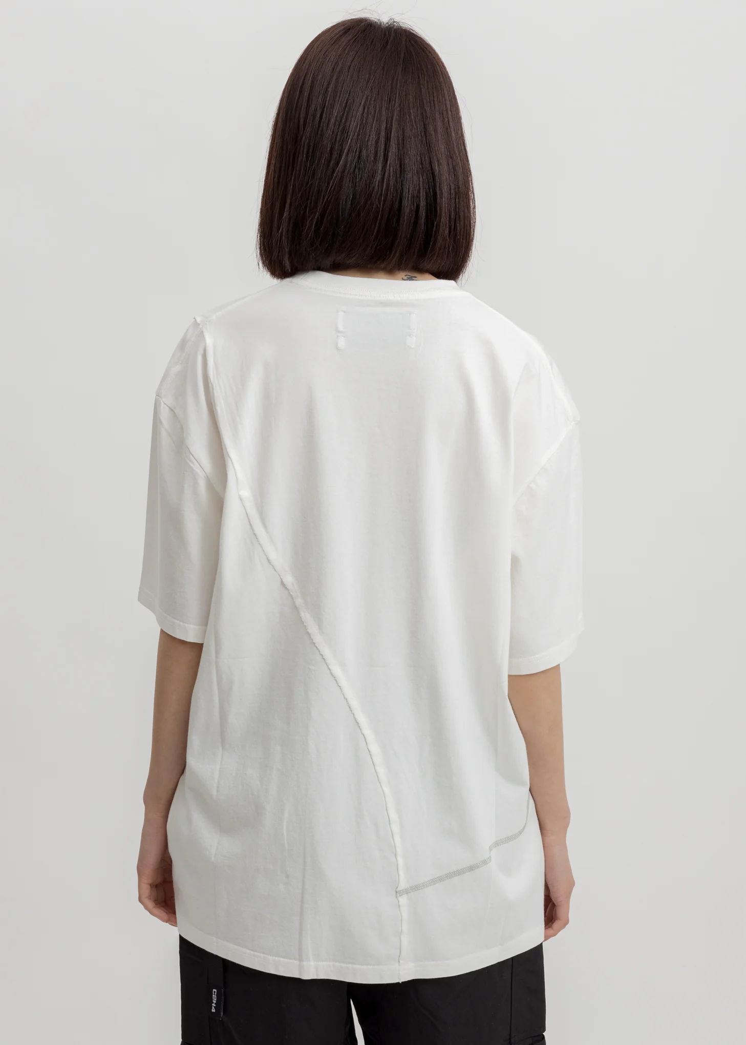 White Crooked Panelled T-Shirt - Image 3