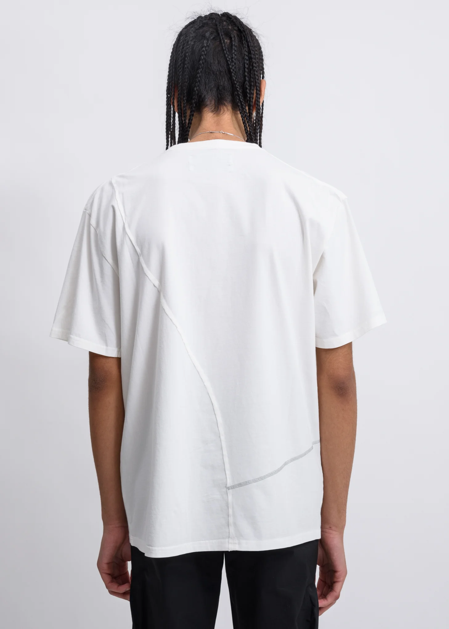 White Crooked Panelled T-Shirt - Image 2