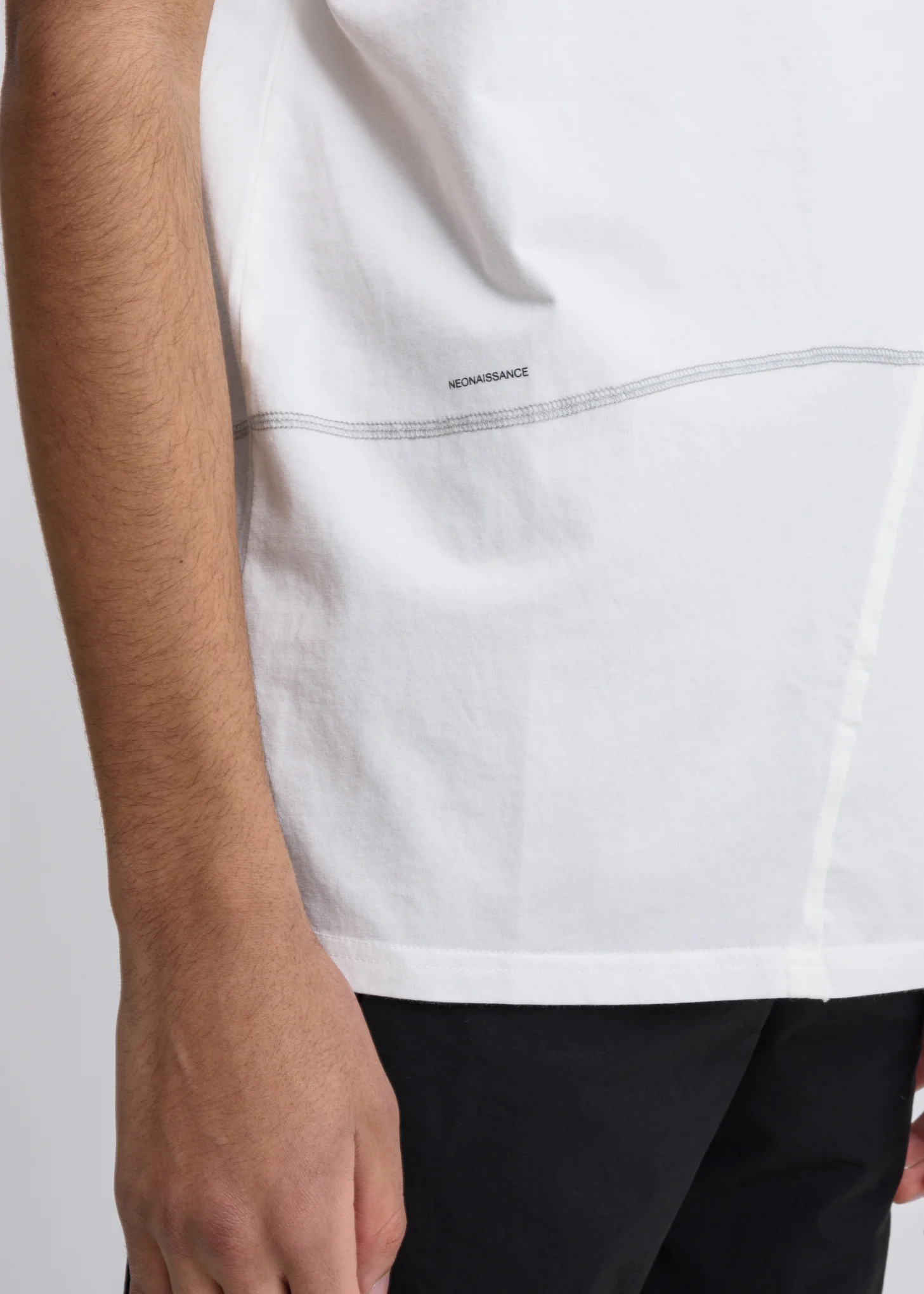 White Crooked Panelled T-Shirt - Image 3