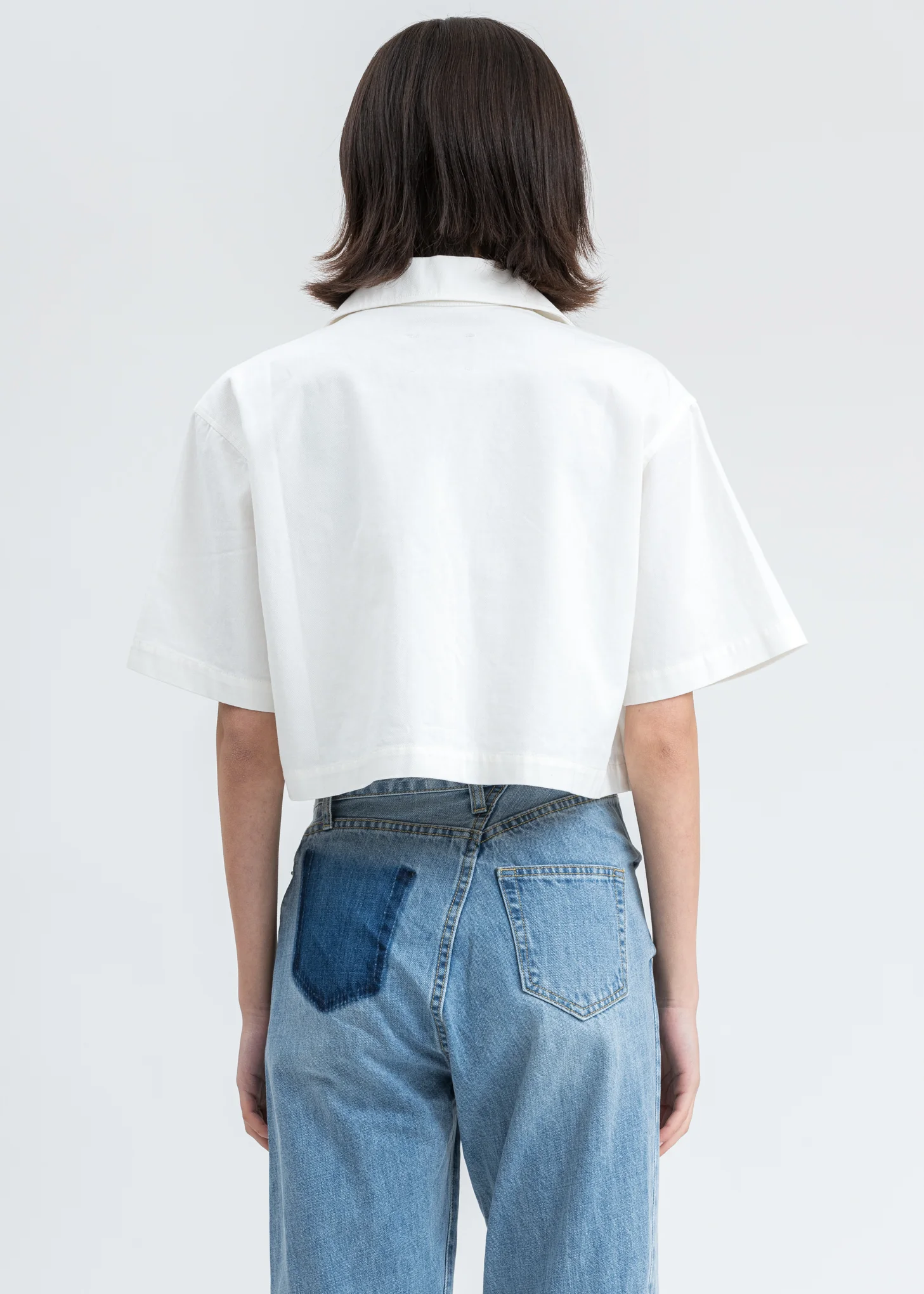 White Cropped Pocket Shirt - Image 4