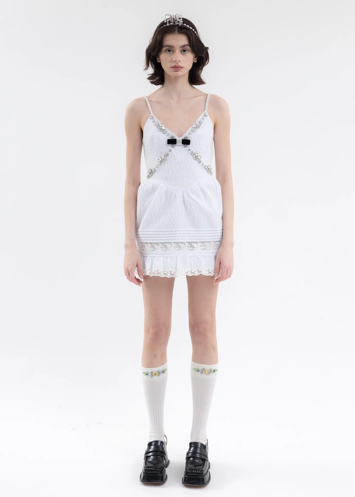 White Cross Beaded Dress