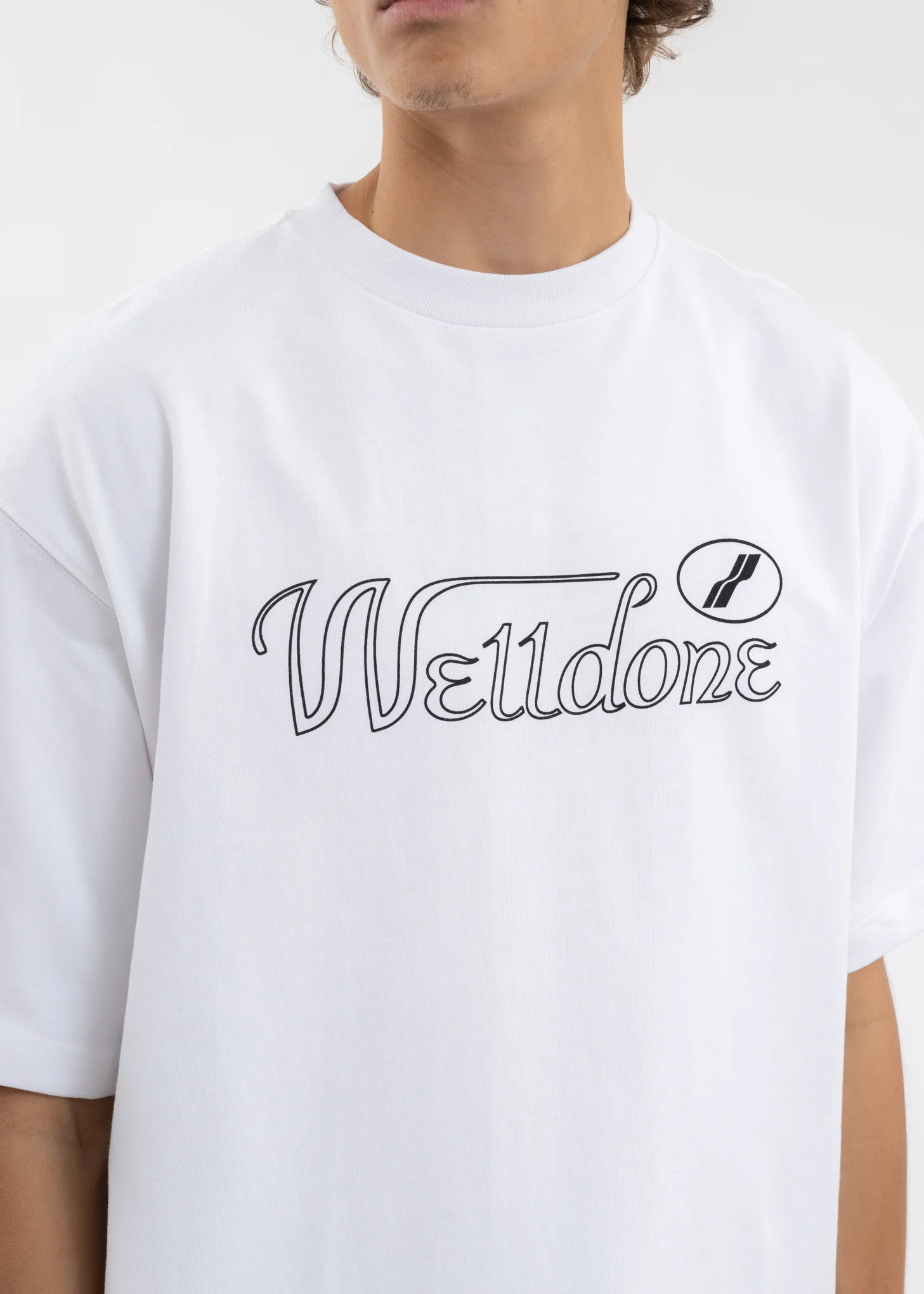 WHITE CURSIVE SYMBOL LOGO LARGE T-SHIRT - Image 2