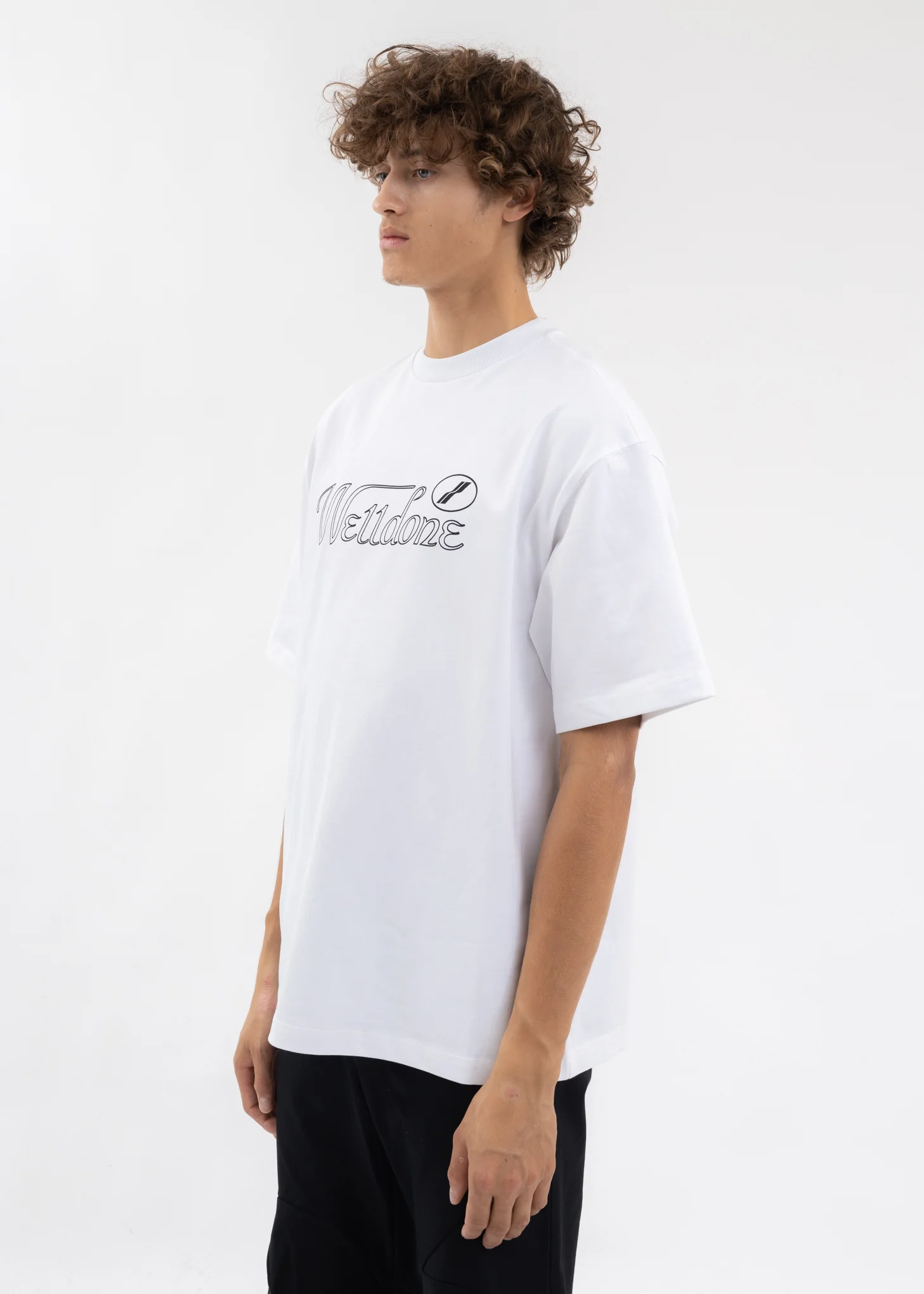 WHITE CURSIVE SYMBOL LOGO LARGE T-SHIRT - Image 3