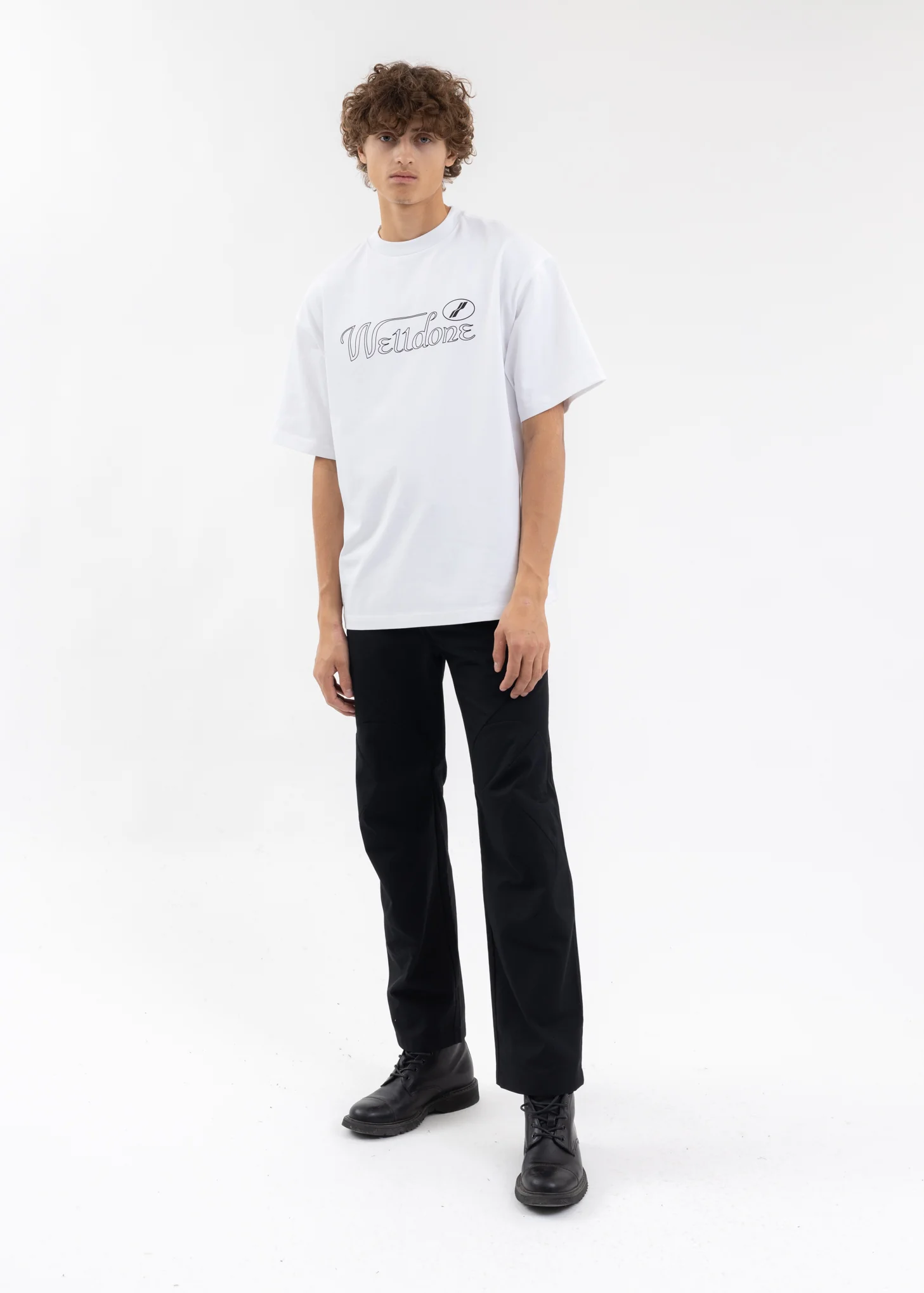 WHITE CURSIVE SYMBOL LOGO LARGE T-SHIRT - Image 5