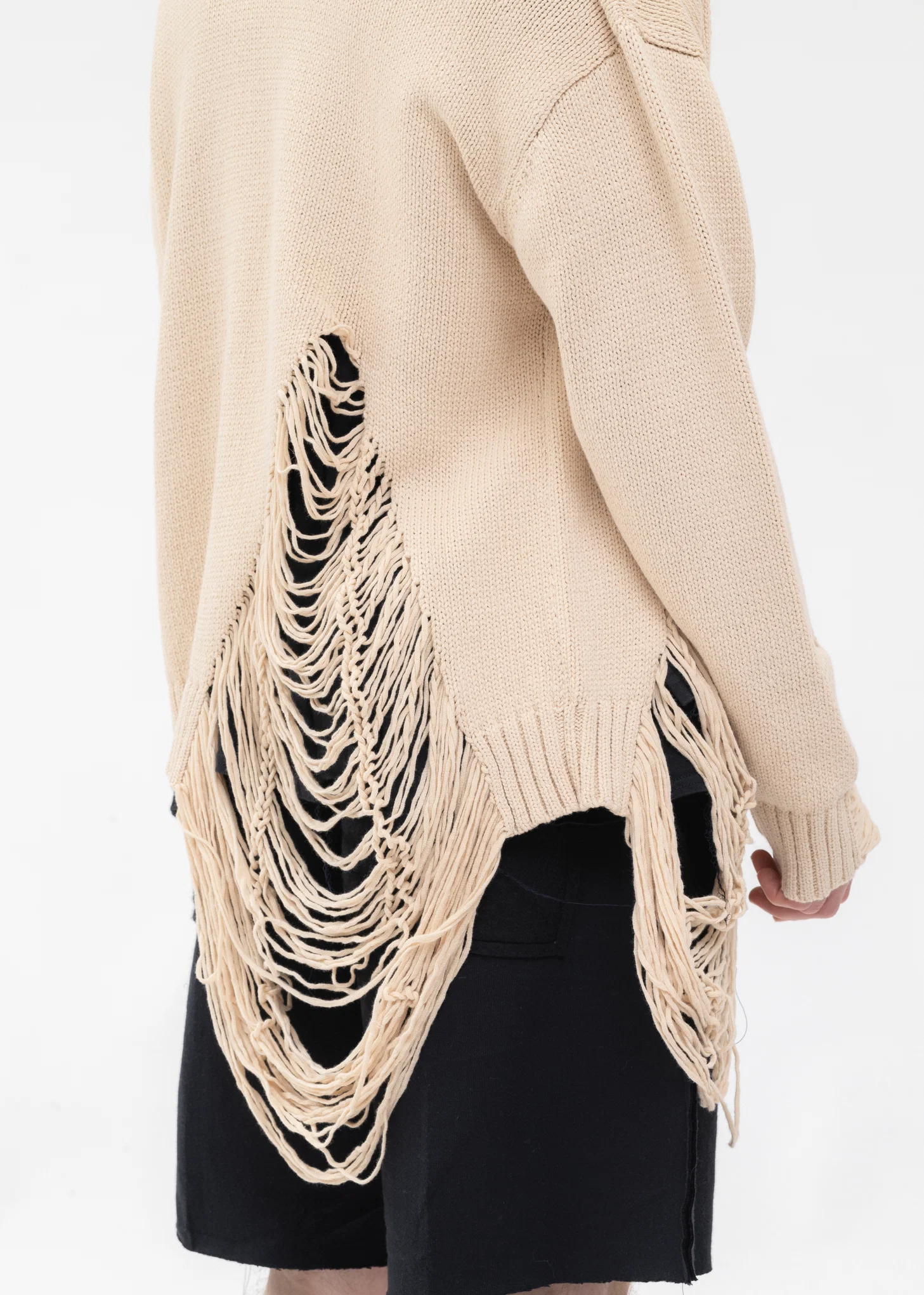 White DAMAGE COTTON KNIT CARDIGAN - Image 4