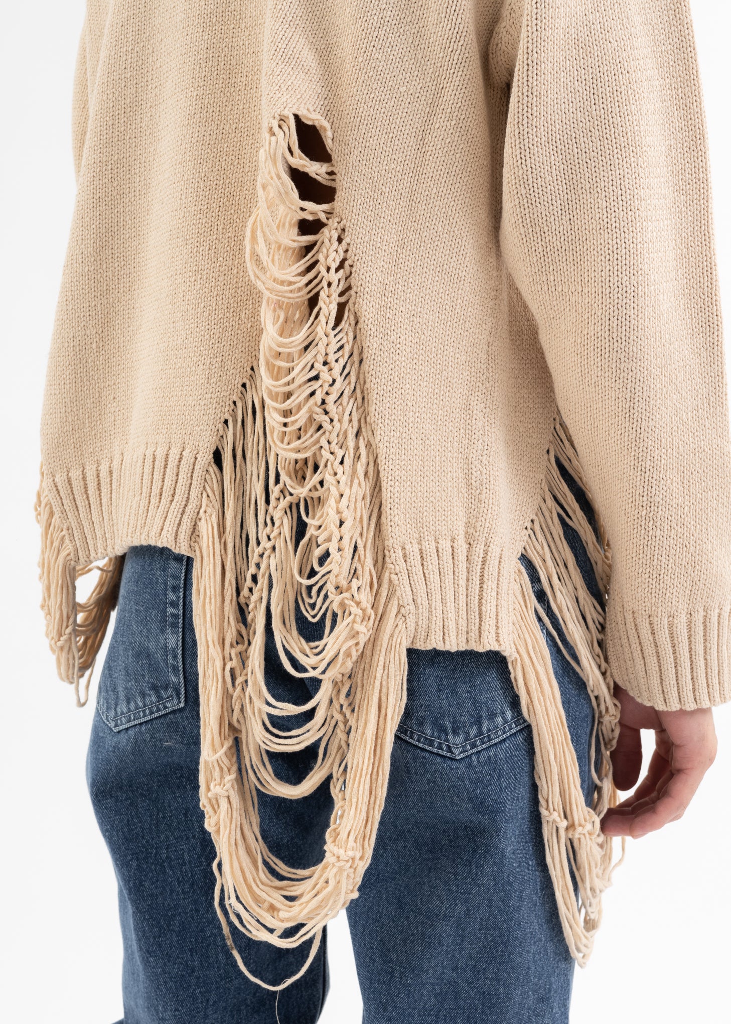White DAMAGE COTTON KNIT CARDIGAN - Image 4