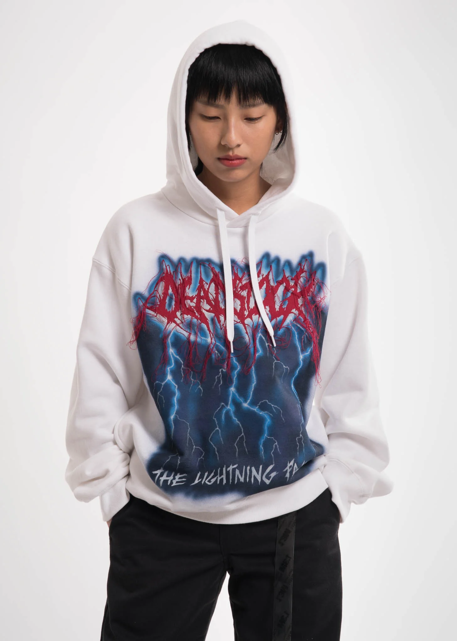 White Deadstock Embroidery Hoodie - Image 2