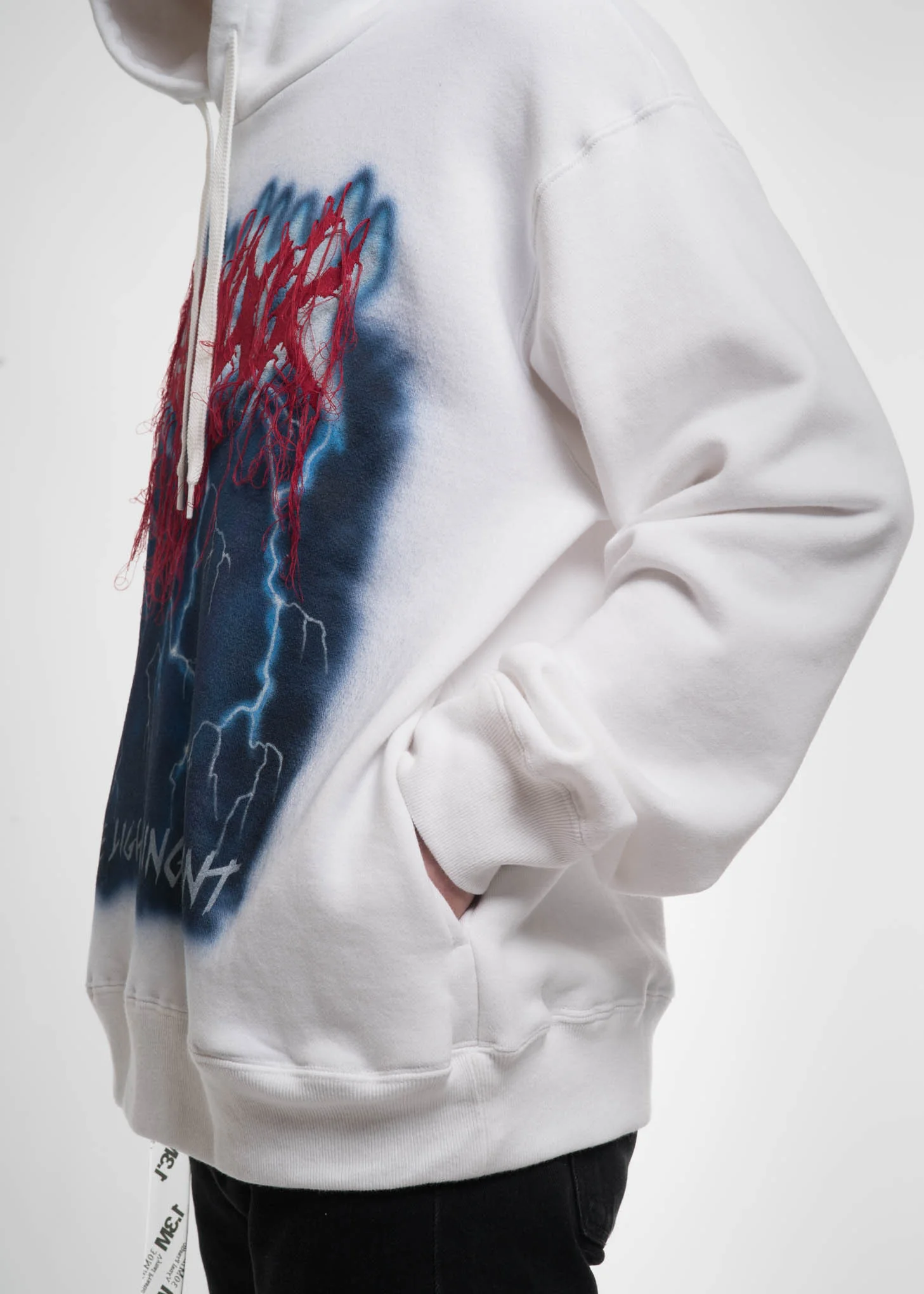 White Deadstock Embroidery Hoodie - Image 2