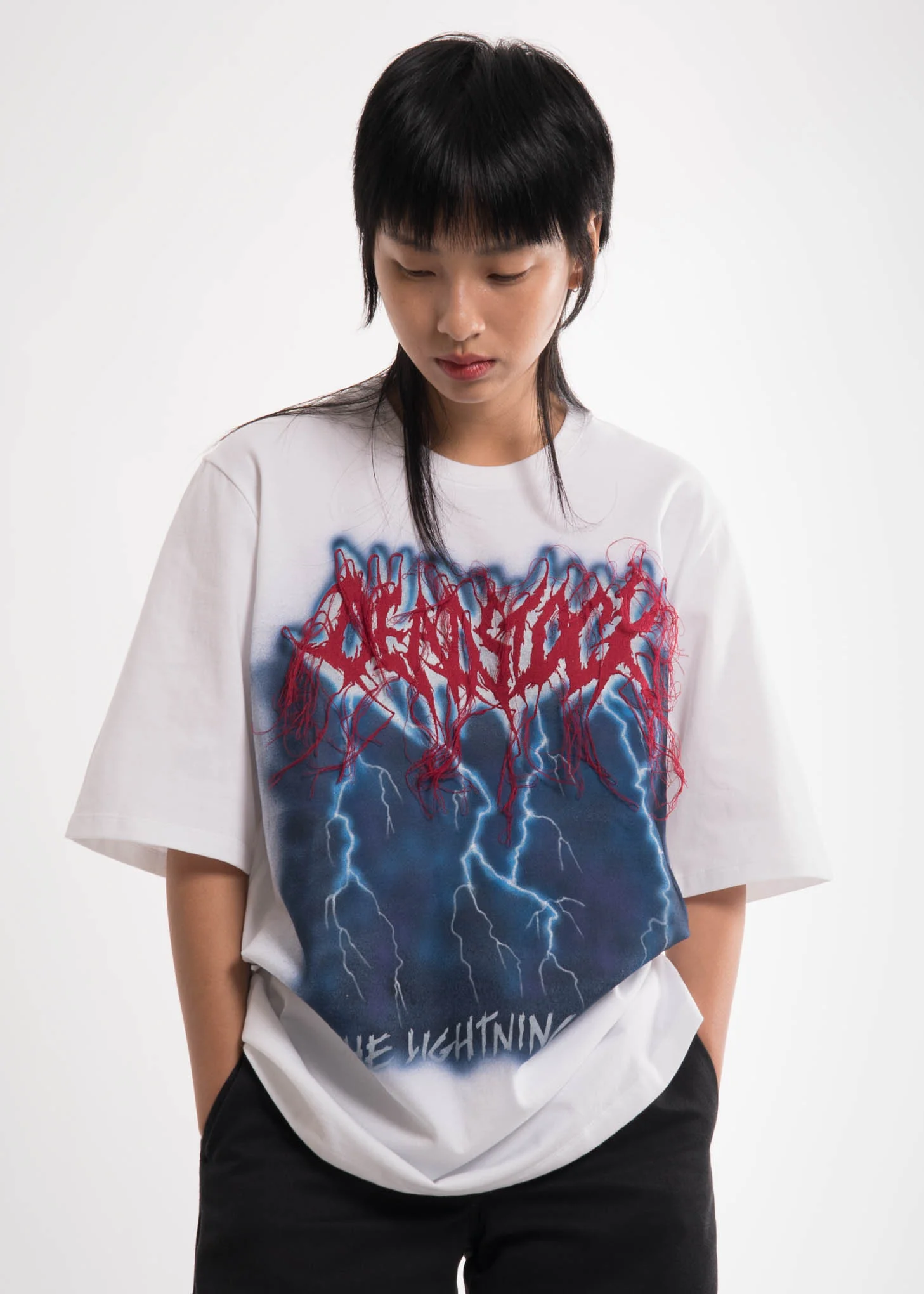 White Deadstock Embroidery T-Shirt - Image 3