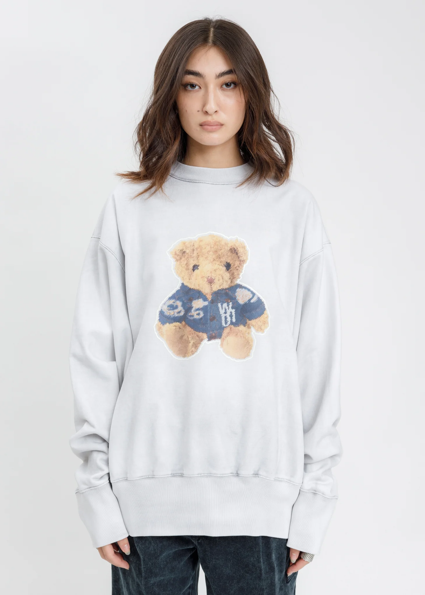 White Denim Jacket Teddy Sweater (Reflect)
