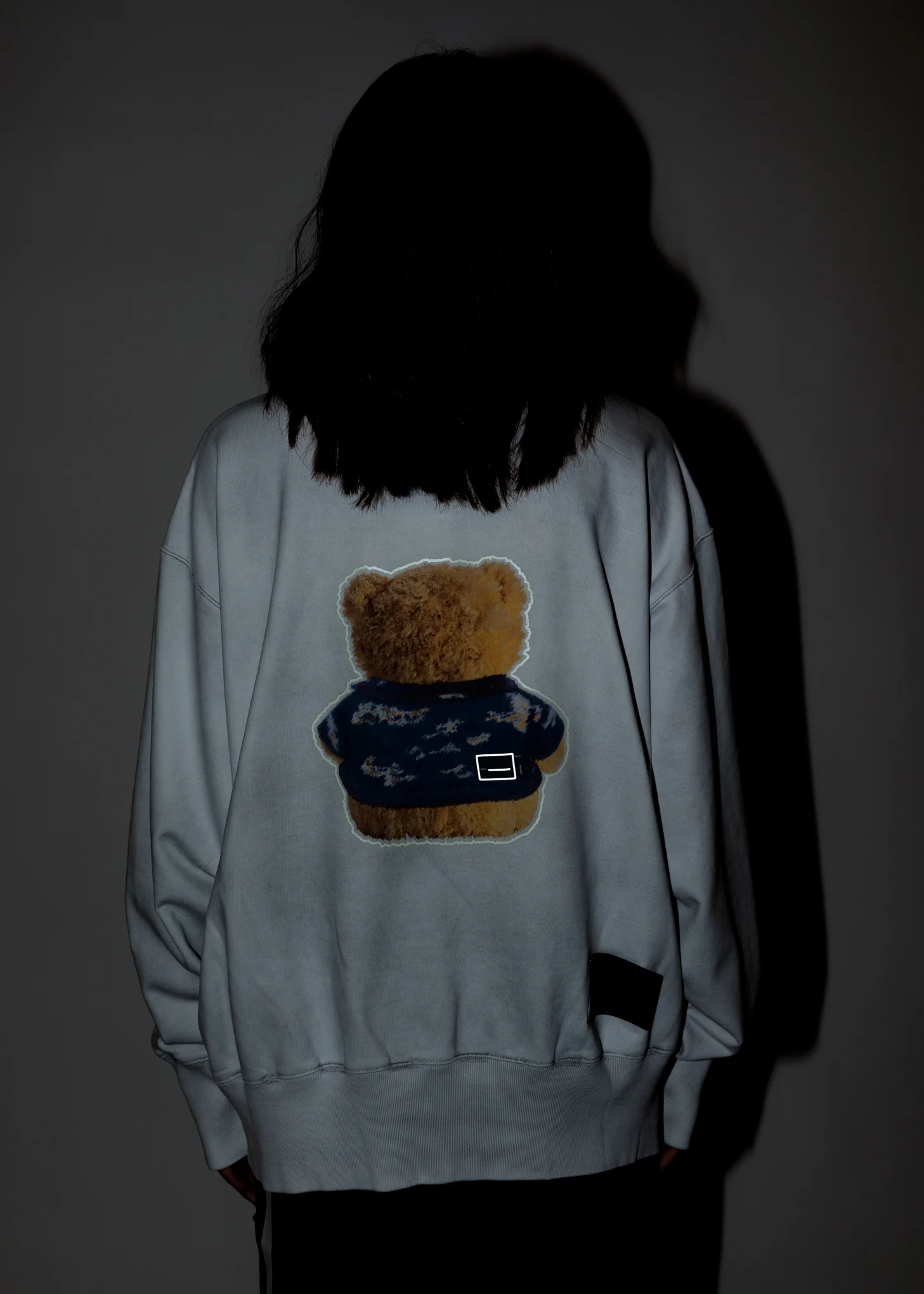 White Denim Jacket Teddy Sweater (Reflect) - Image 3
