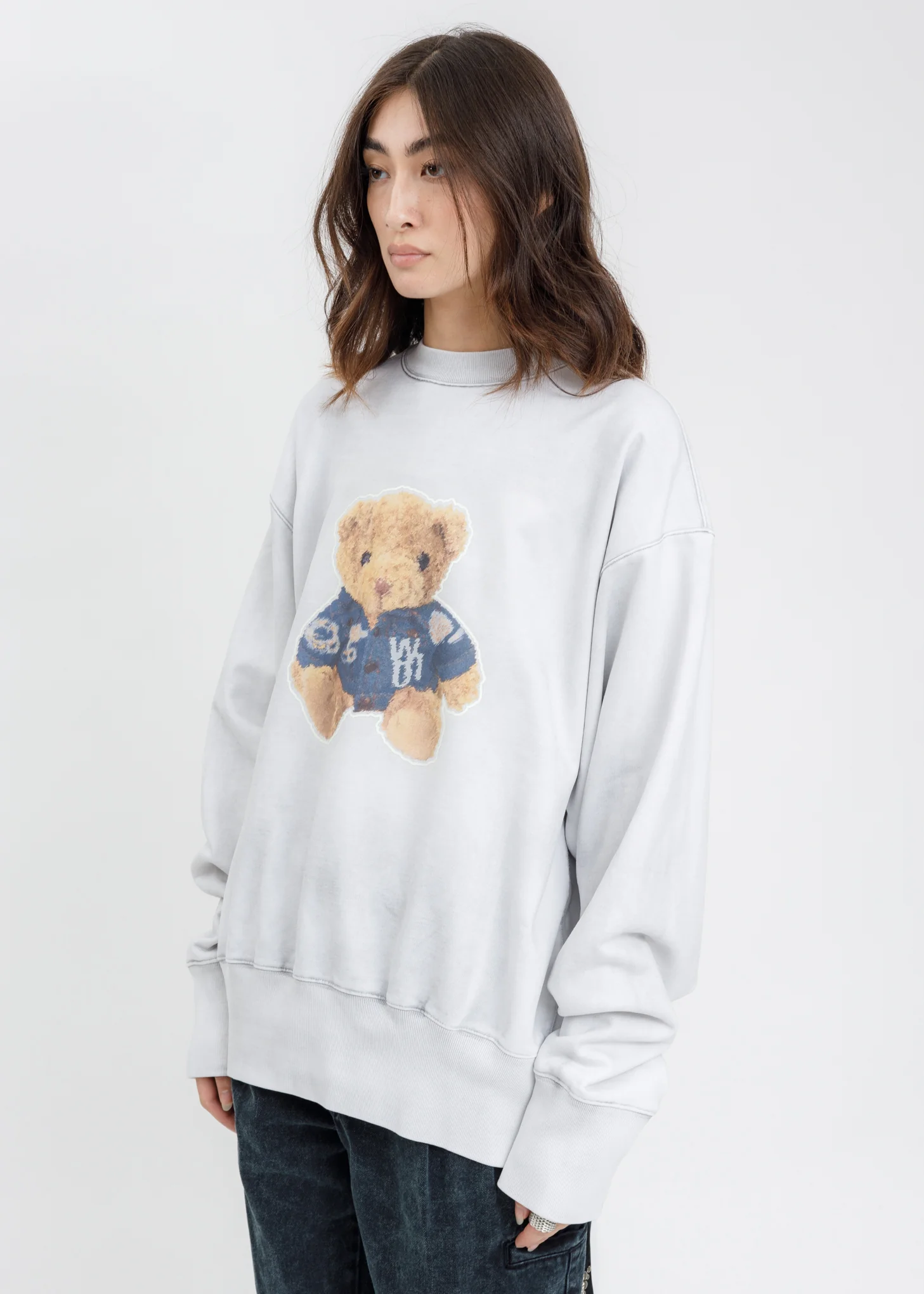 White Denim Jacket Teddy Sweater (Reflect) - Image 4