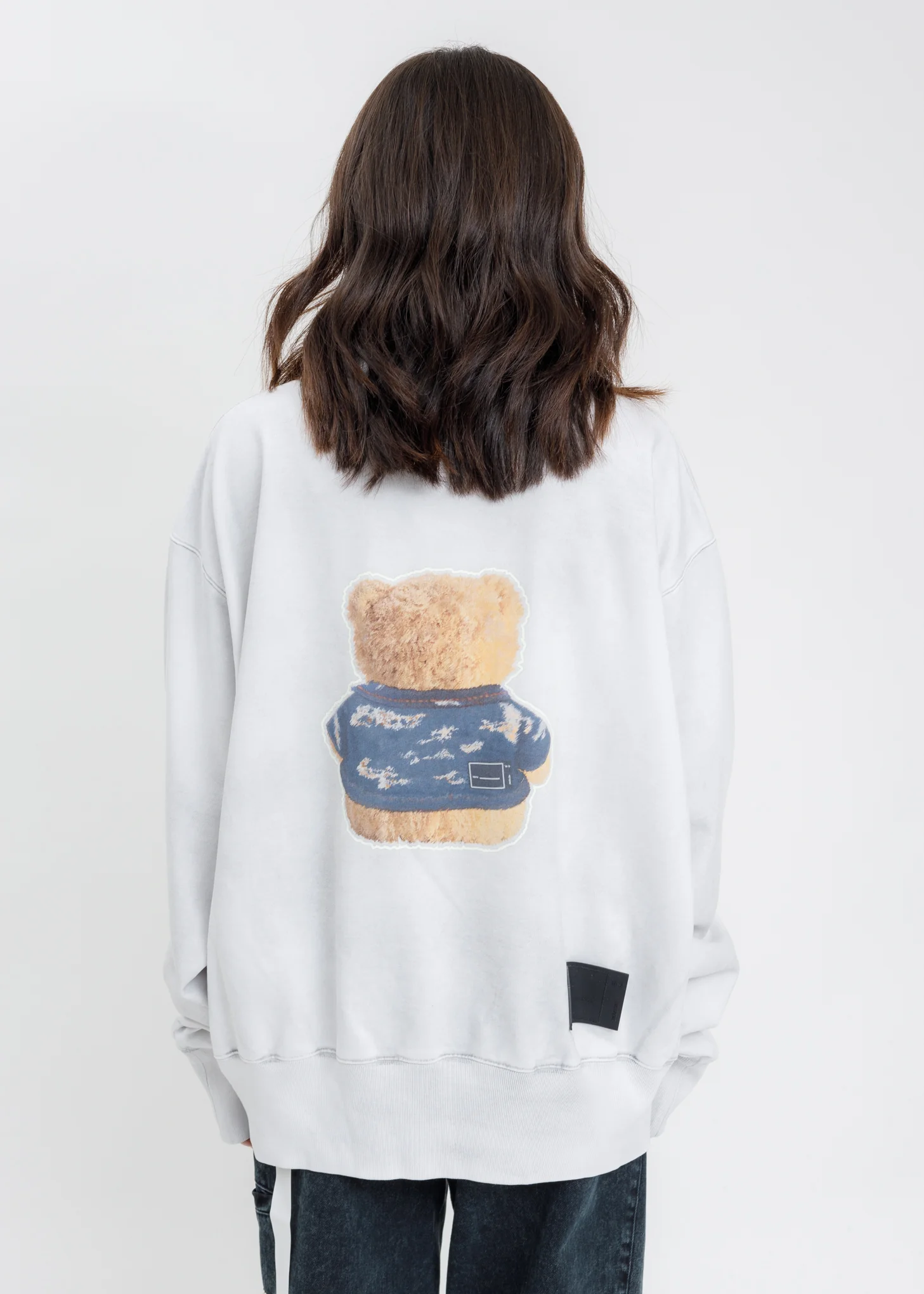 White Denim Jacket Teddy Sweater (Reflect) - Image 6