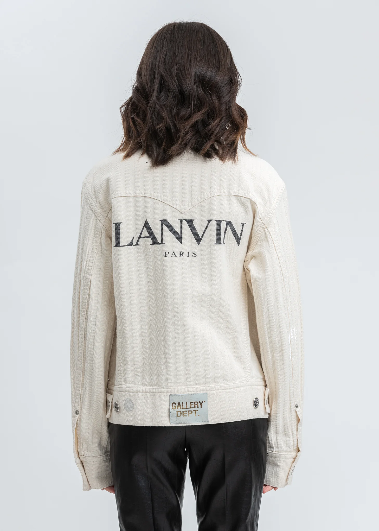 White Denim Jacket With Paint Marks - Image 2