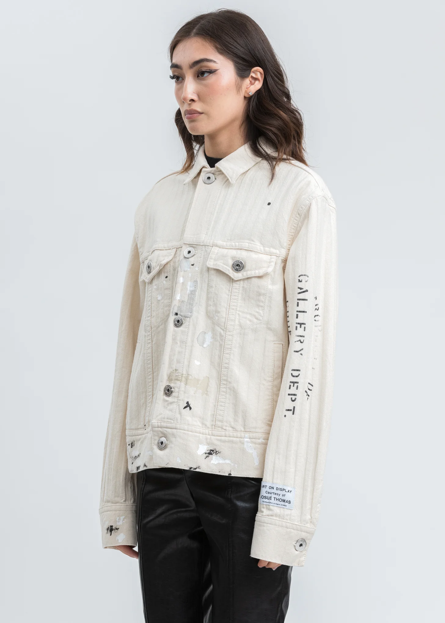 White Denim Jacket With Paint Marks - Image 3