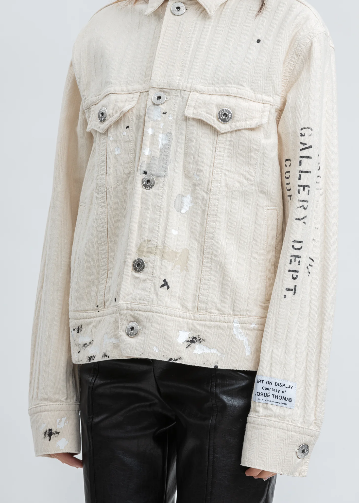 White Denim Jacket With Paint Marks - Image 4