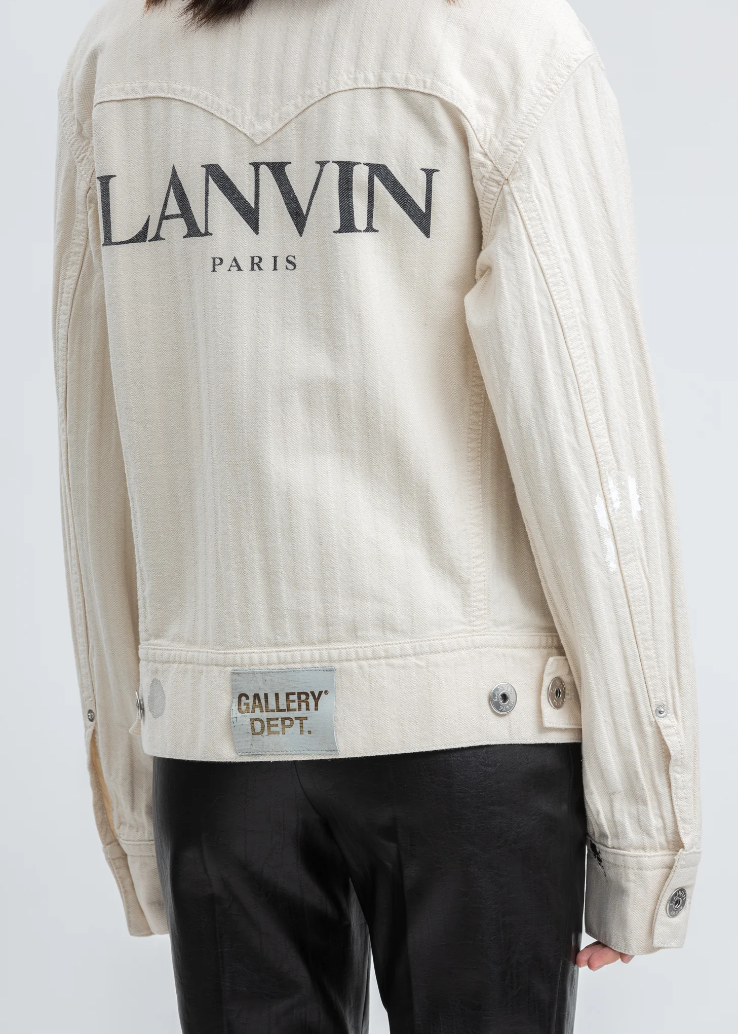White Denim Jacket With Paint Marks - Image 5